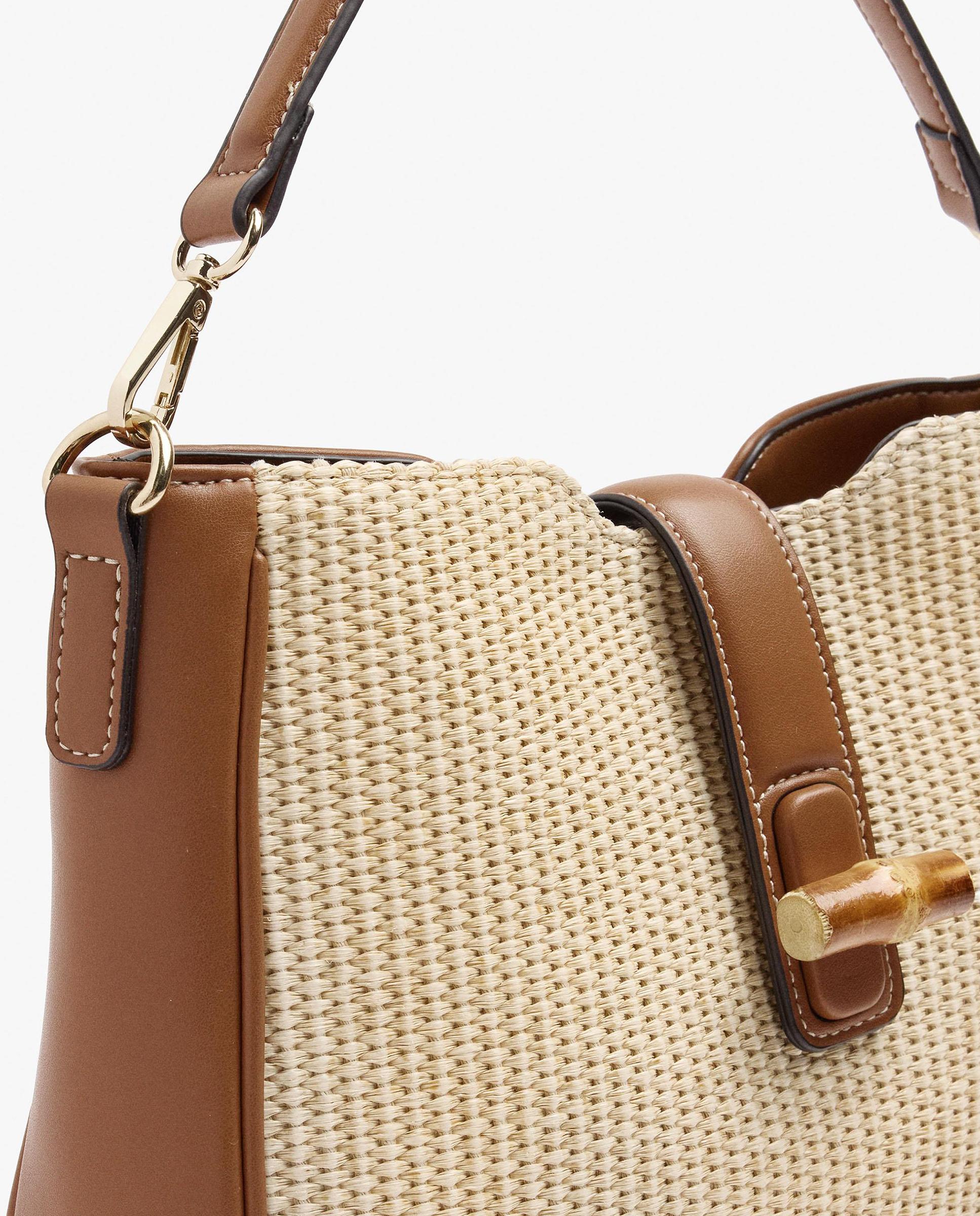 Bolso de hombro con neceser extraíble y cierre de botón - Parfois - Natural Natural-4