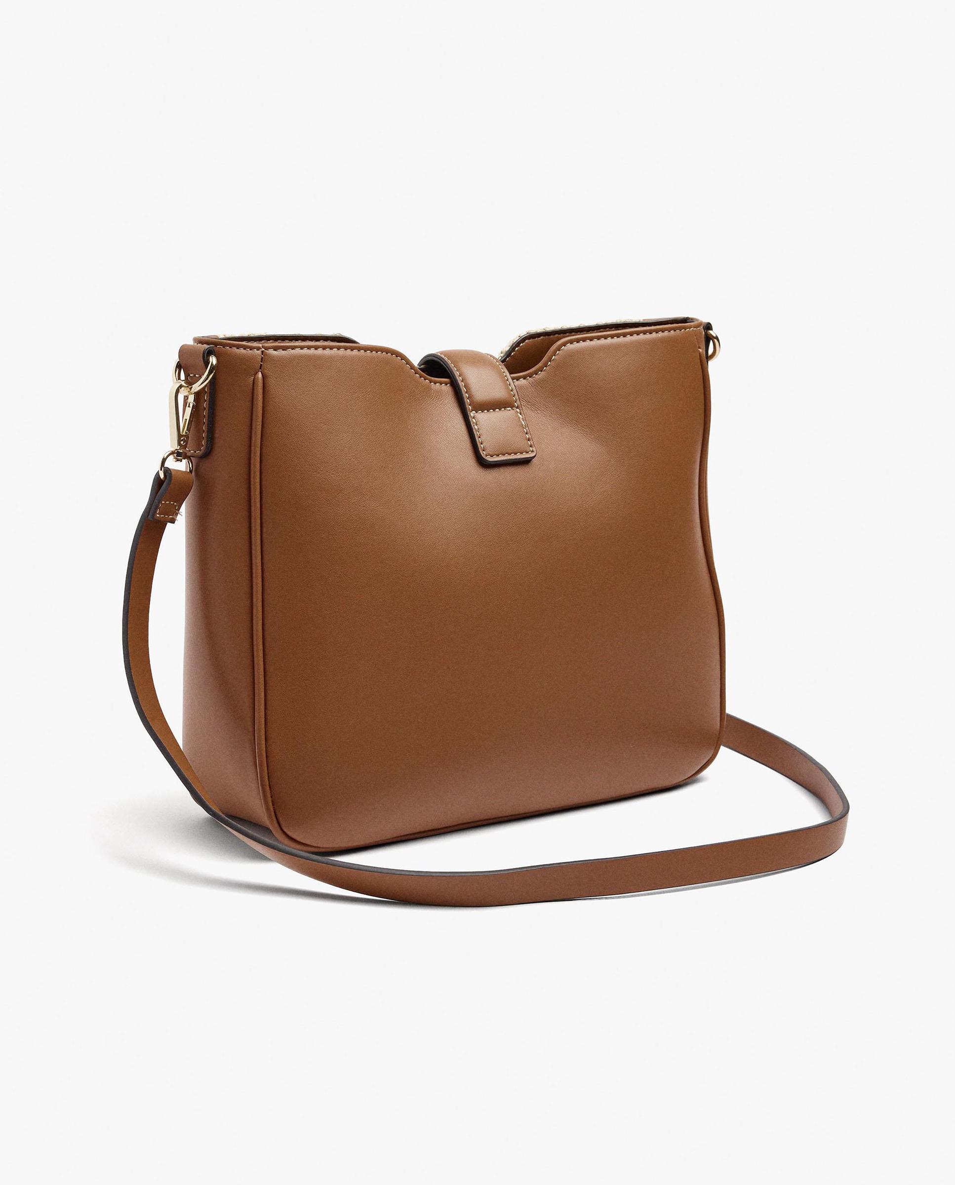 Bolso de hombro con neceser extraíble y cierre de botón - Parfois - Natural Natural-5