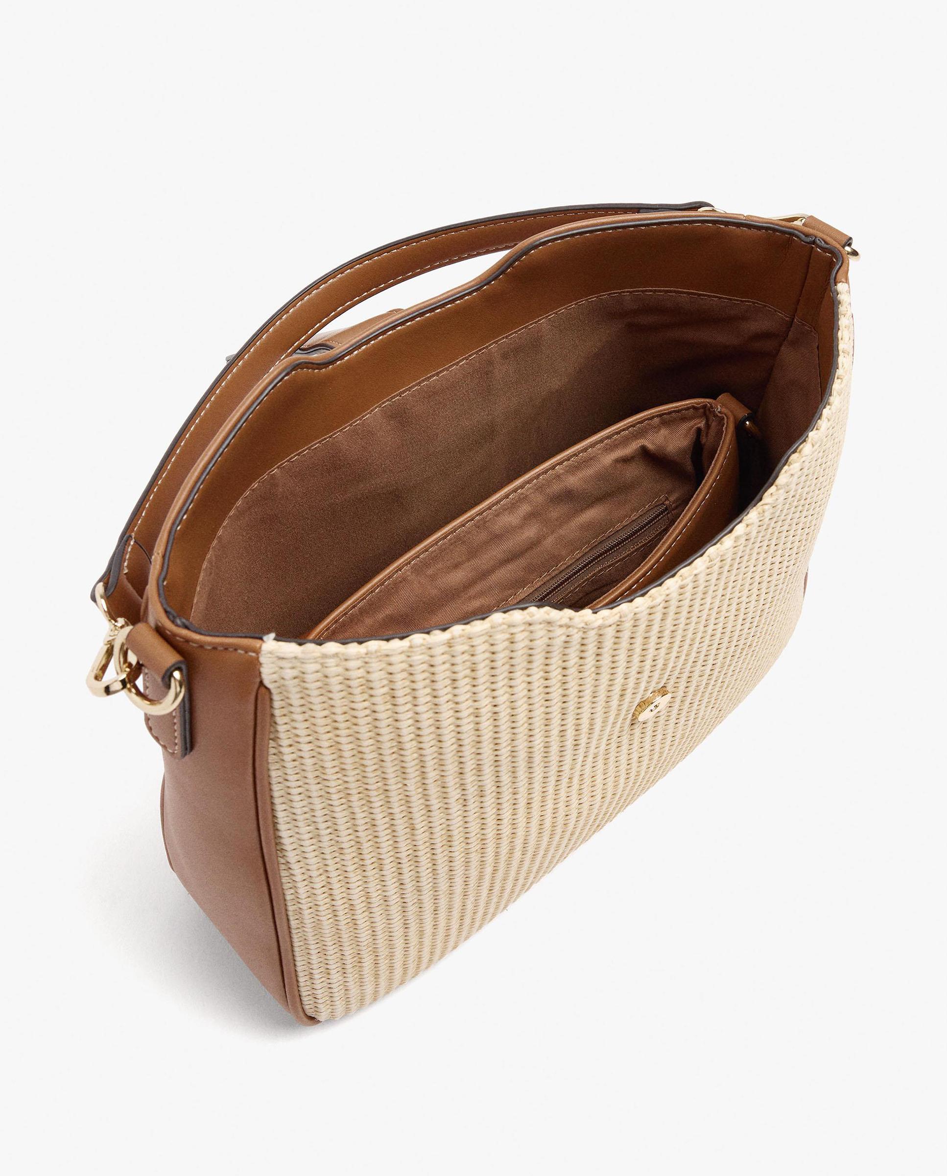 Bolso de hombro con neceser extraíble y cierre de botón - Parfois - Natural Natural-6
