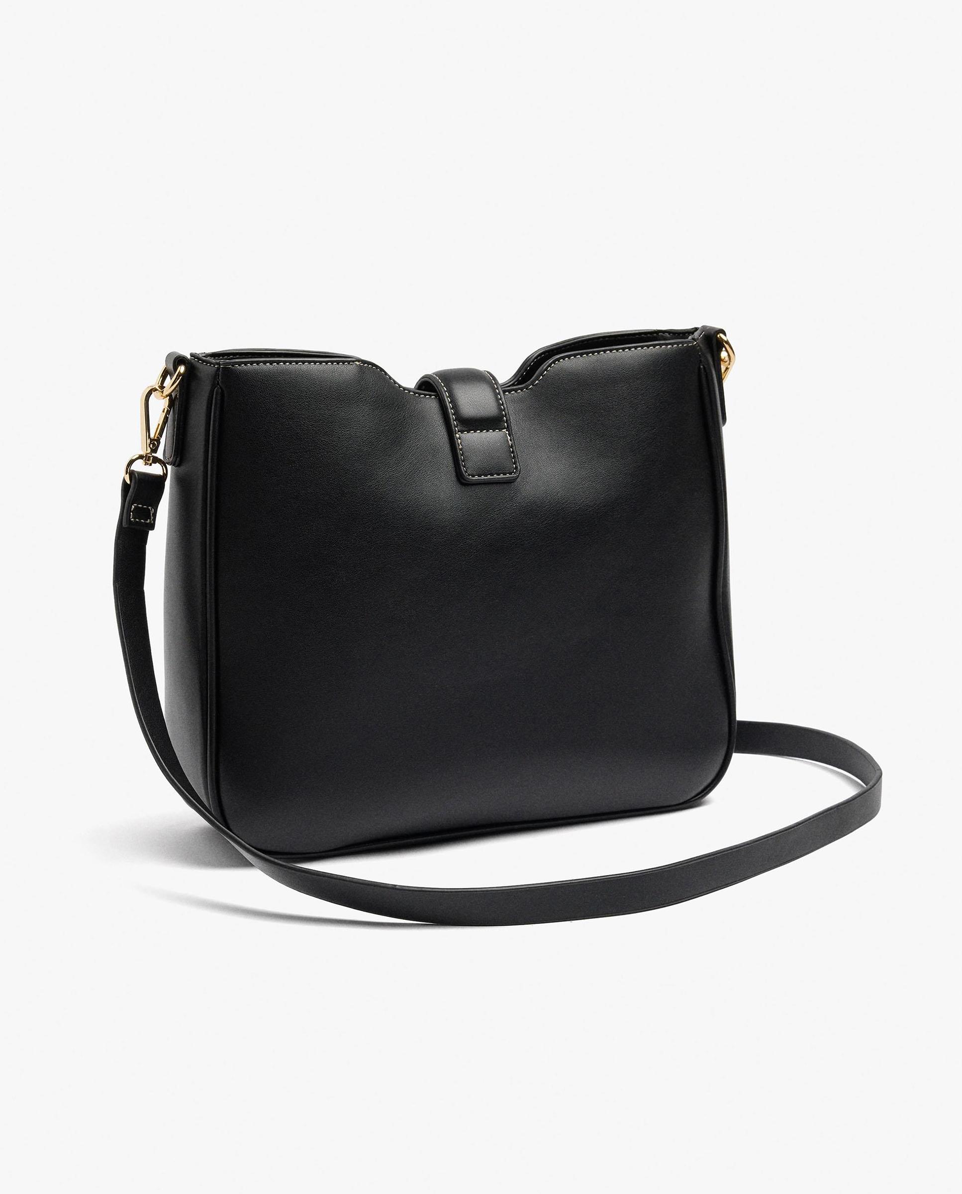 Bolso de hombro con neceser extraíble y cierre de botón - Parfois - Negro Negro-4
