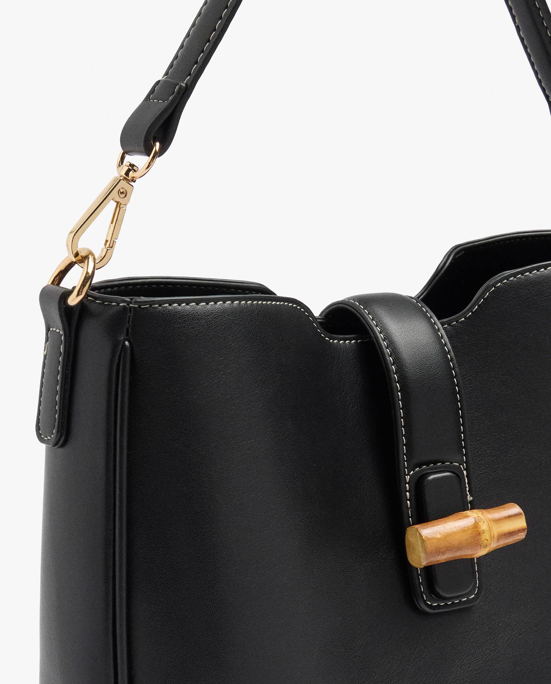 Bolso de hombro con neceser extraíble y cierre de botón - Parfois - Negro Negro-5