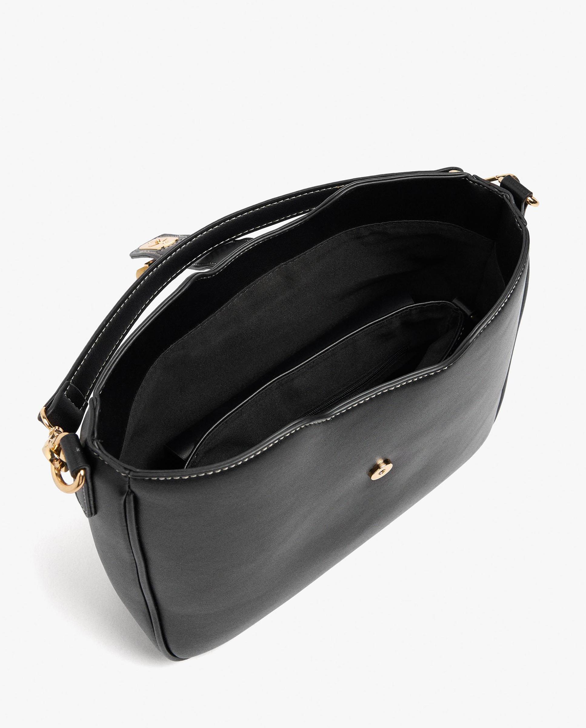Bolso de hombro con neceser extraíble y cierre de botón - Parfois - Negro Negro-6