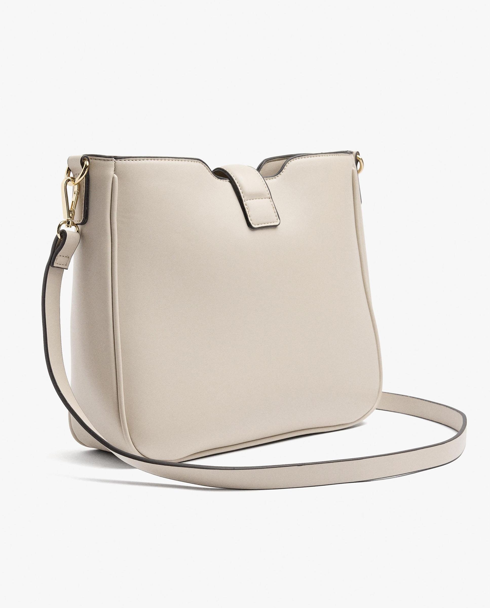 Bolso de hombro con neceser extraíble y cierre de botón - Parfois - Crudo Crudo-4