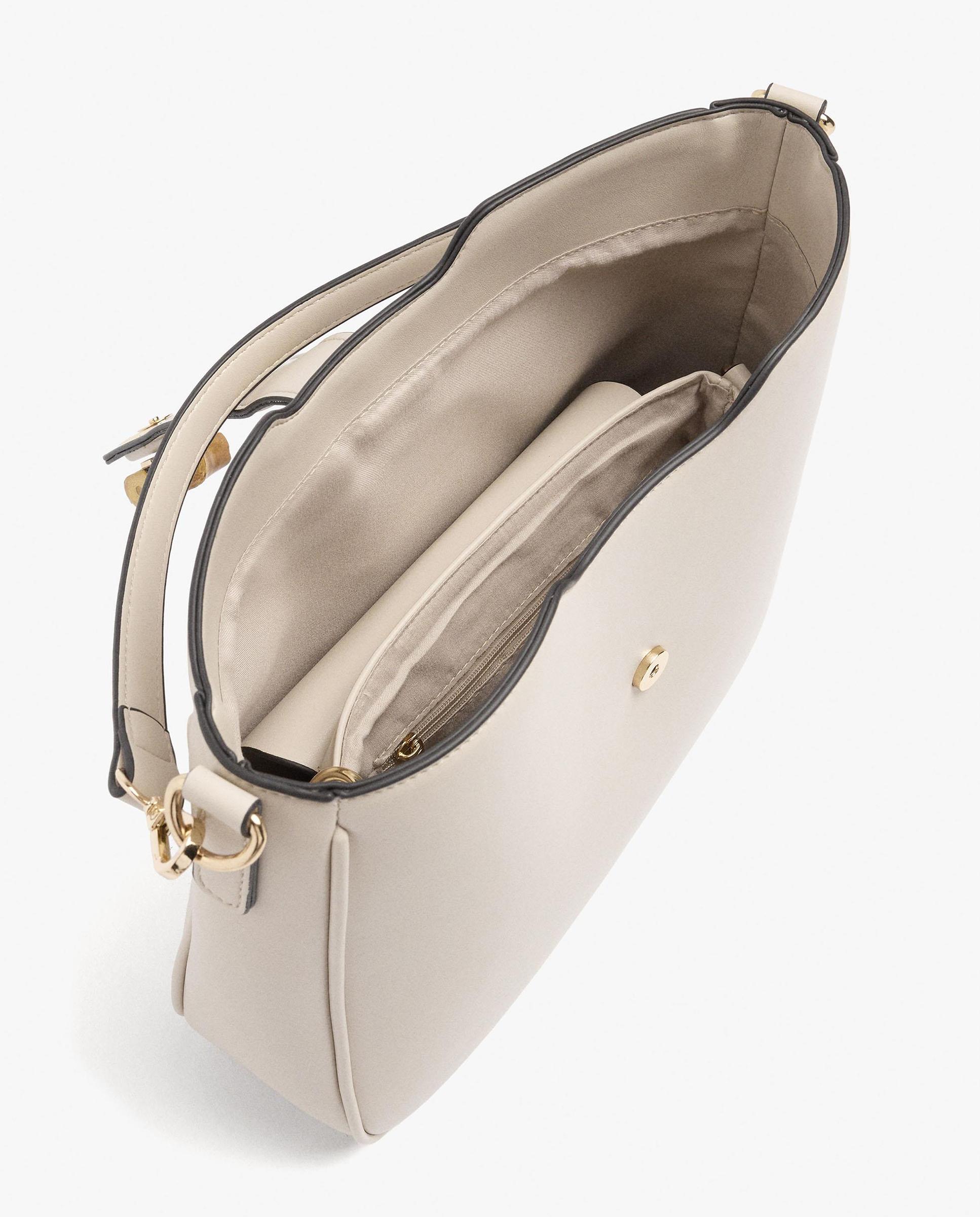 Bolso de hombro con neceser extraíble y cierre de botón - Parfois - Crudo Crudo-5