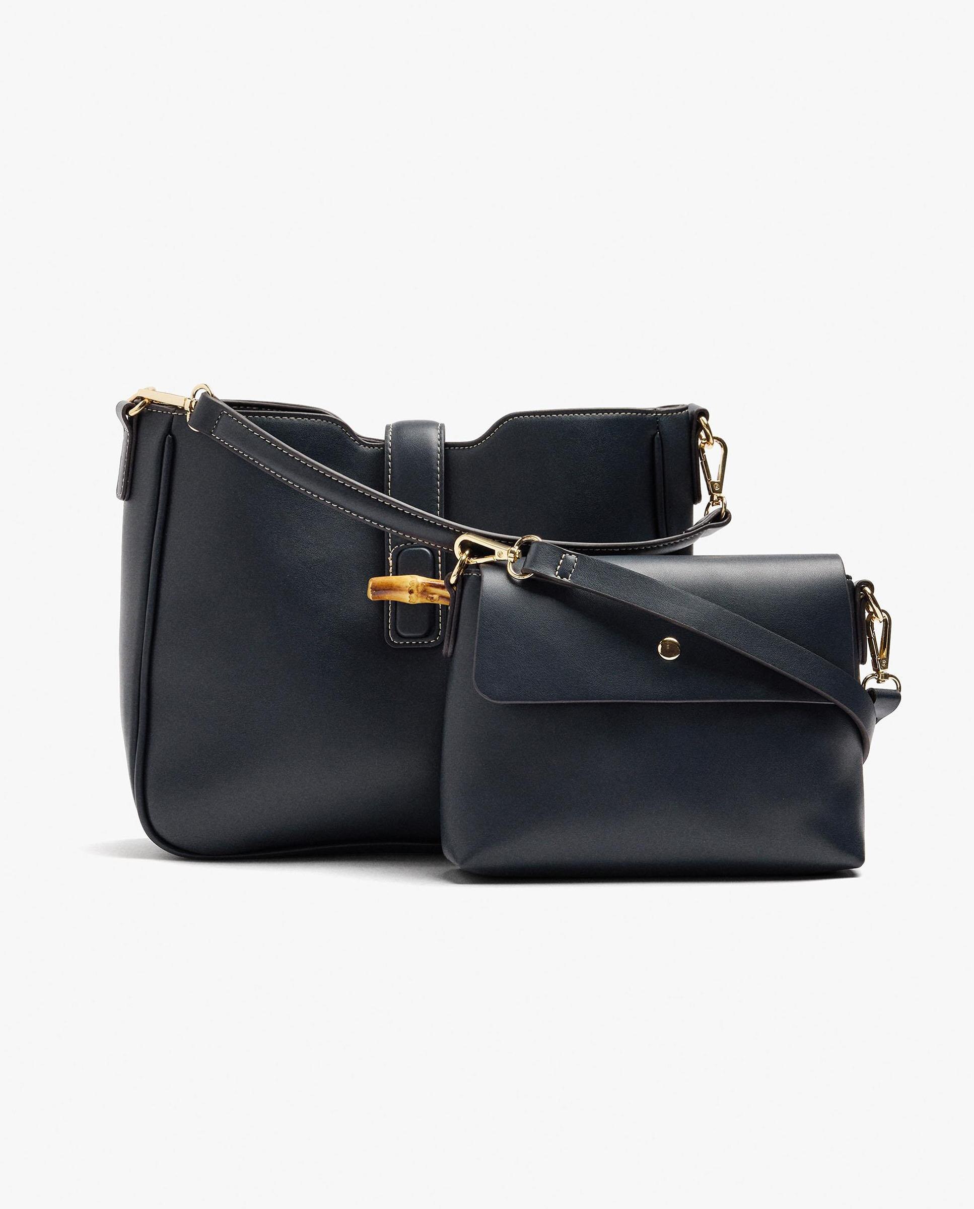 Bolso de hombro con neceser extraíble y cierre de botón - Parfois - Azul marino Azul marino-3