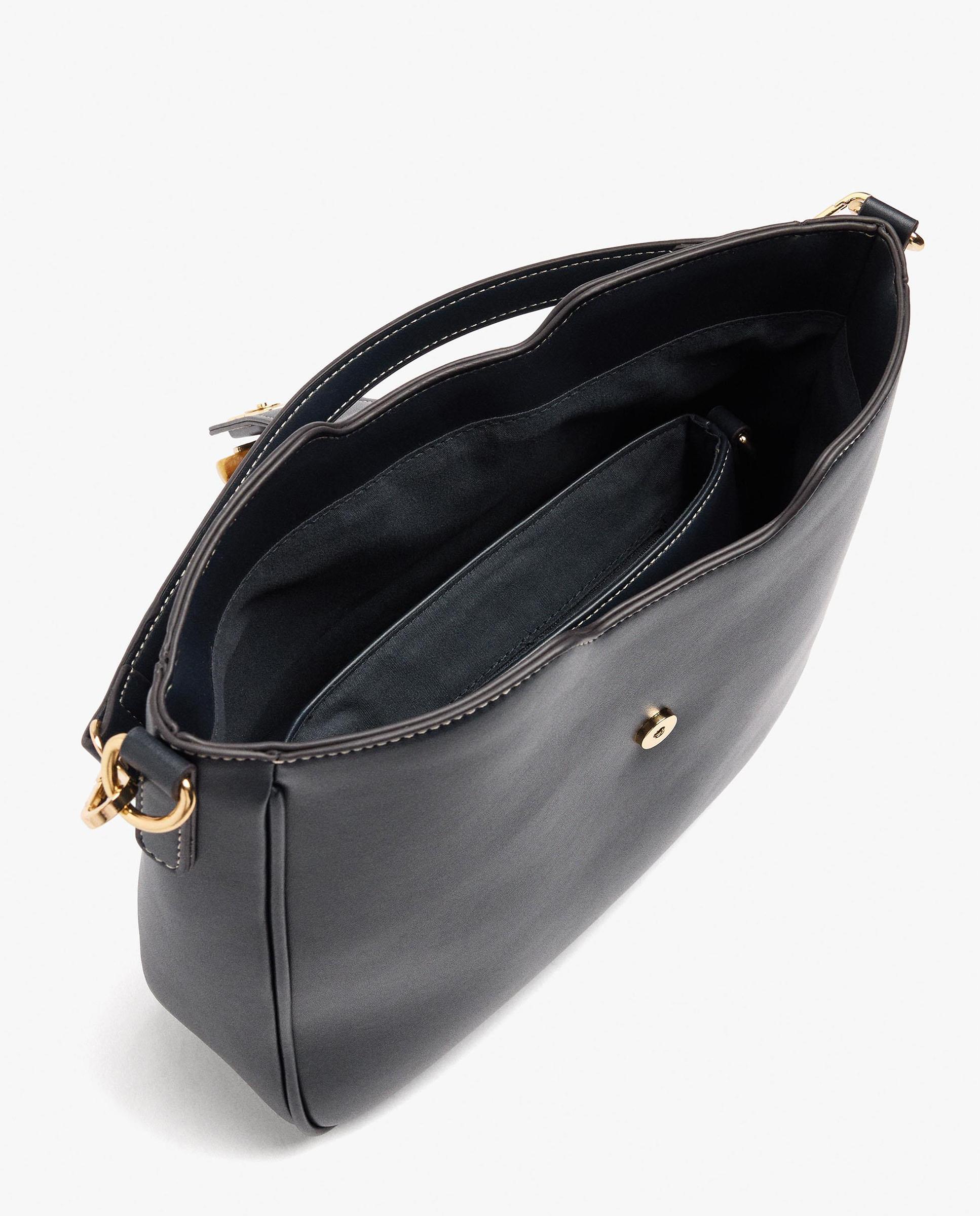 Bolso de hombro con neceser extraíble y cierre de botón - Parfois - Azul marino Azul marino-5