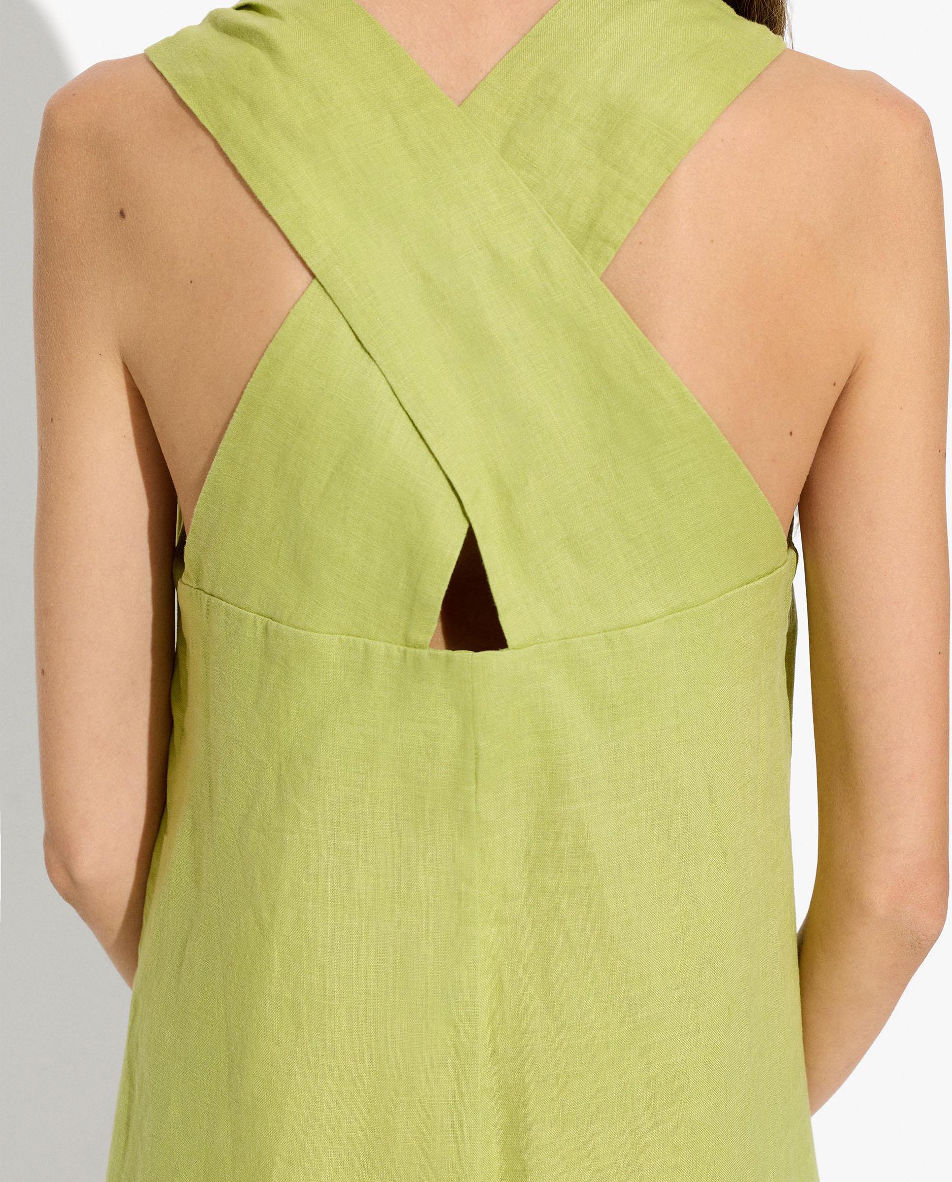 Vestido largo 100% lino fluido en liso - Parfois - Verde Verde-2