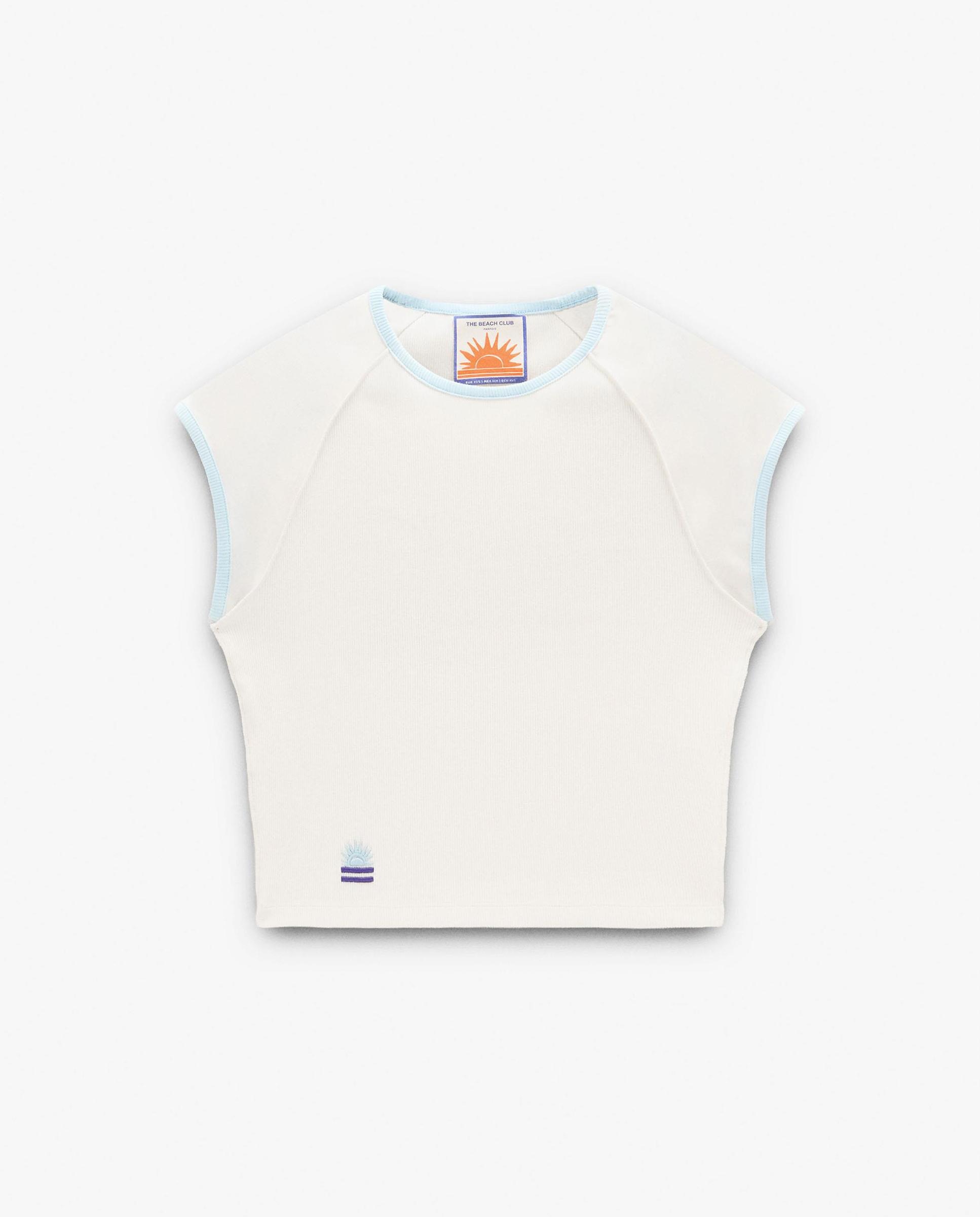 Camiseta de mujer cropped de manga corta en liso - Parfois - Crudo Crudo-6