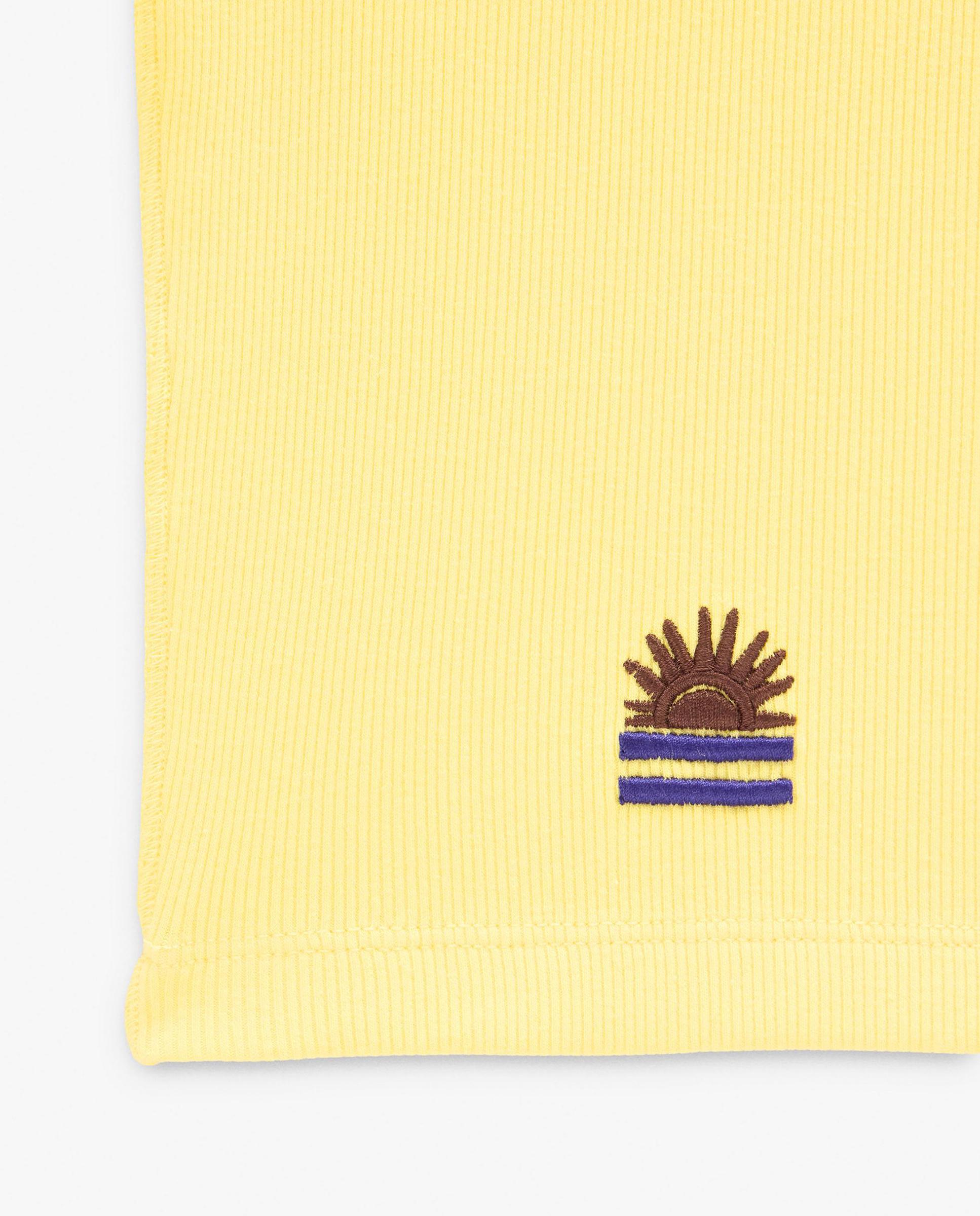 Camiseta de mujer cropped de manga corta en liso - Parfois - Amarillo Amarillo-5