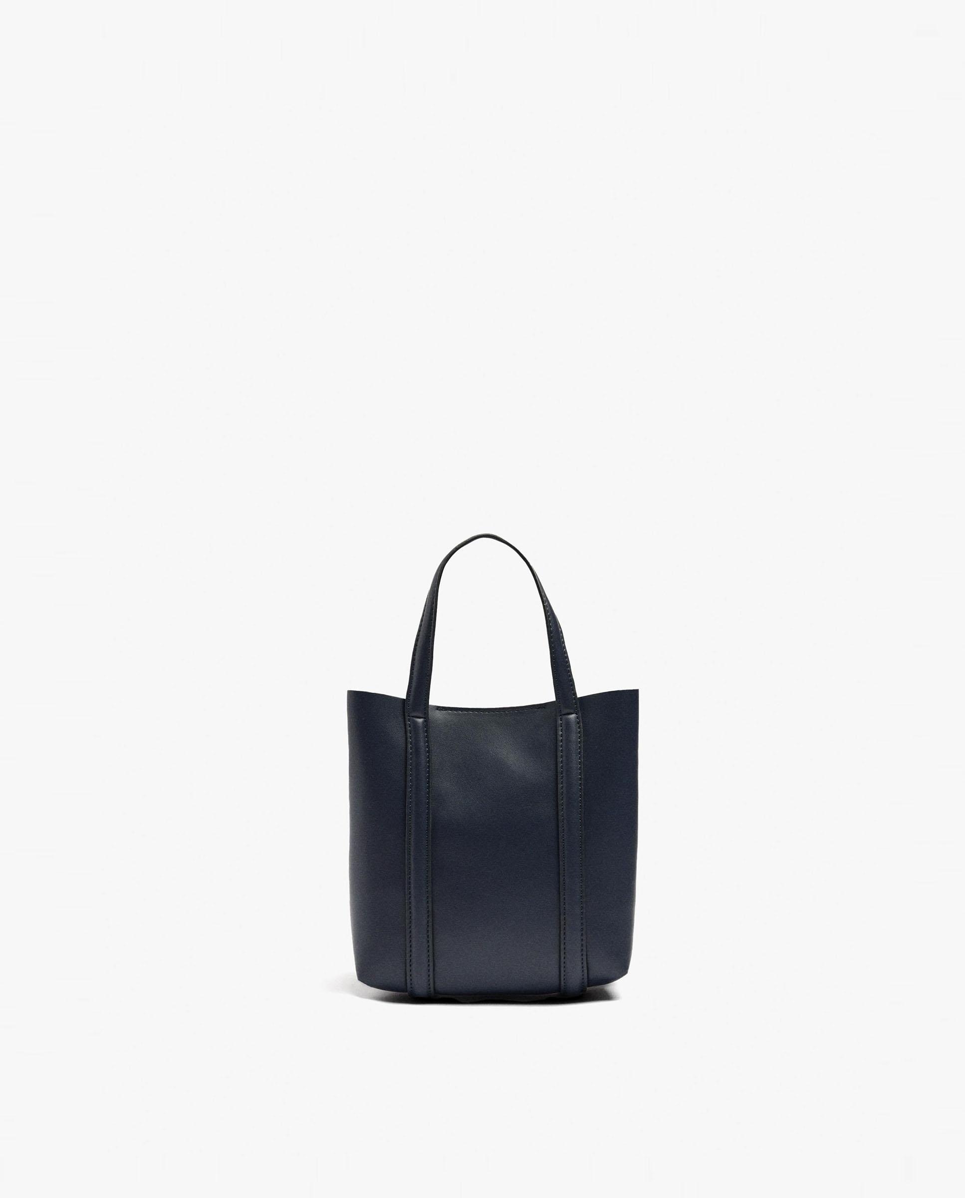 Bolso de mano estilo tote convertible a bandolera con cierre imantado en liso - Parfois - Azul marino Azul marino-1
