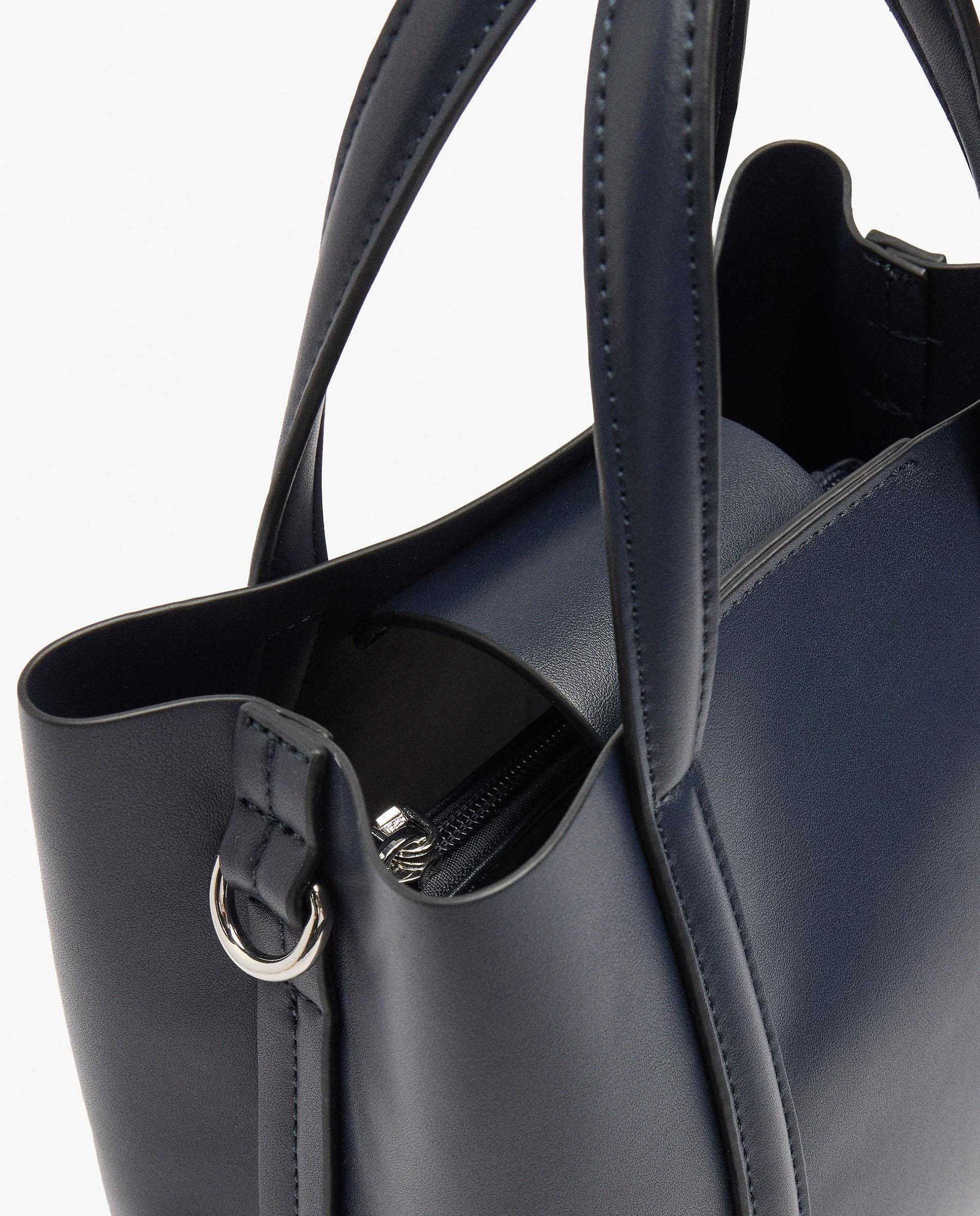 Bolso de mano estilo tote convertible a bandolera con cierre imantado en liso - Parfois - Azul marino Azul marino-3