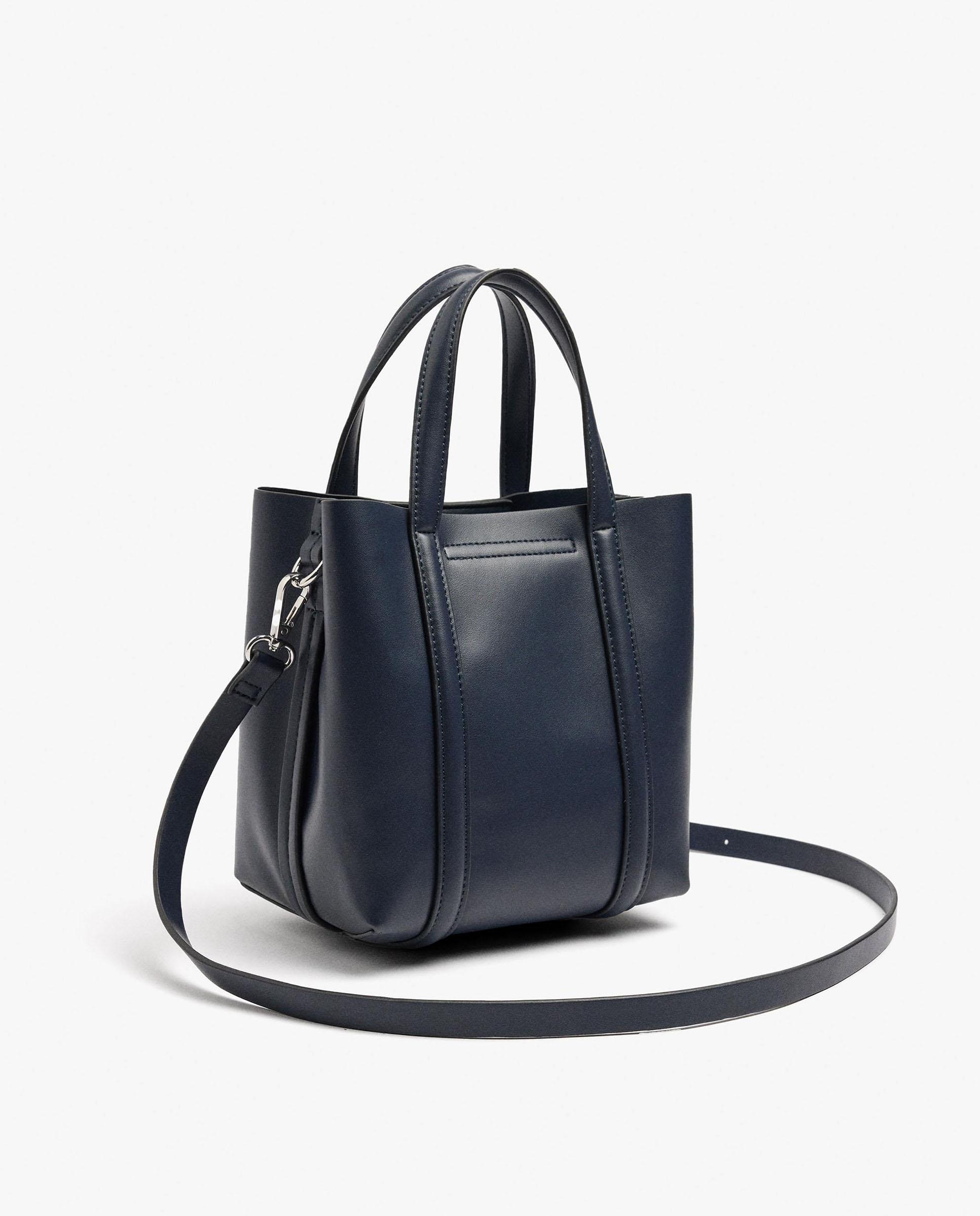 Bolso de mano estilo tote convertible a bandolera con cierre imantado en liso - Parfois - Azul marino Azul marino-2