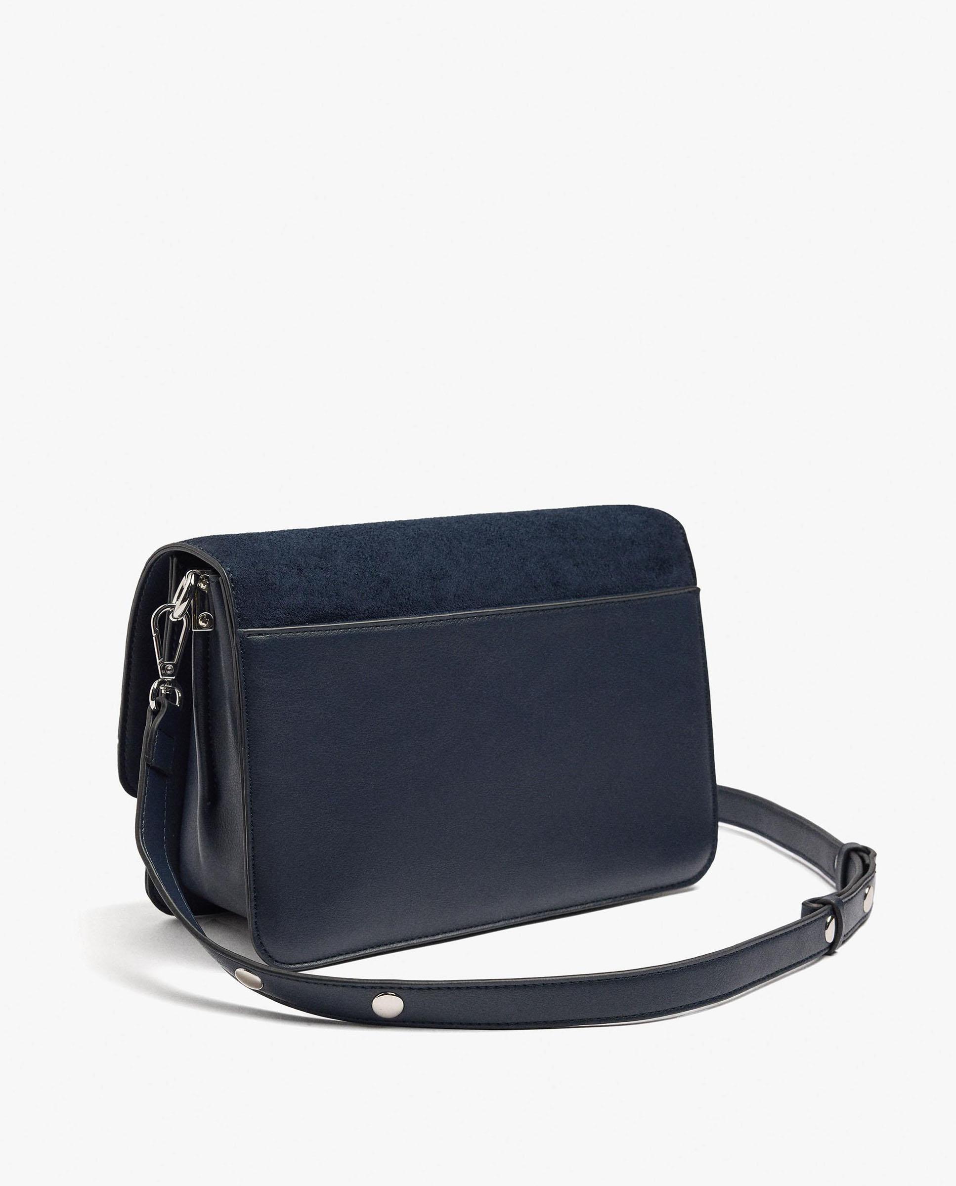 Bandolera de mujer con solapa y cierre imantado en liso - Parfois - Azul marino Azul marino-2