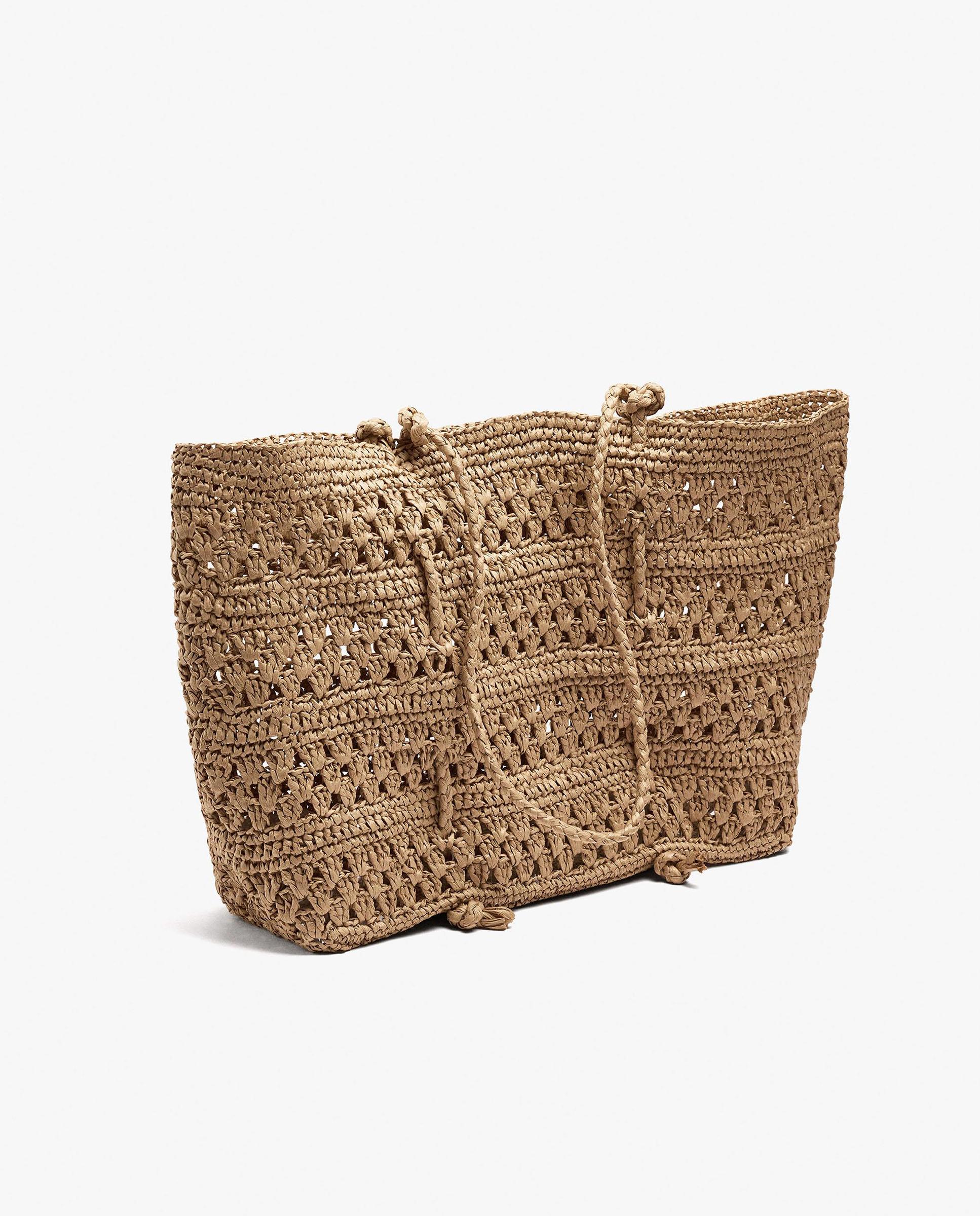 Shopper trenzado con llavero extraíble en liso - Parfois - Natural Natural-2