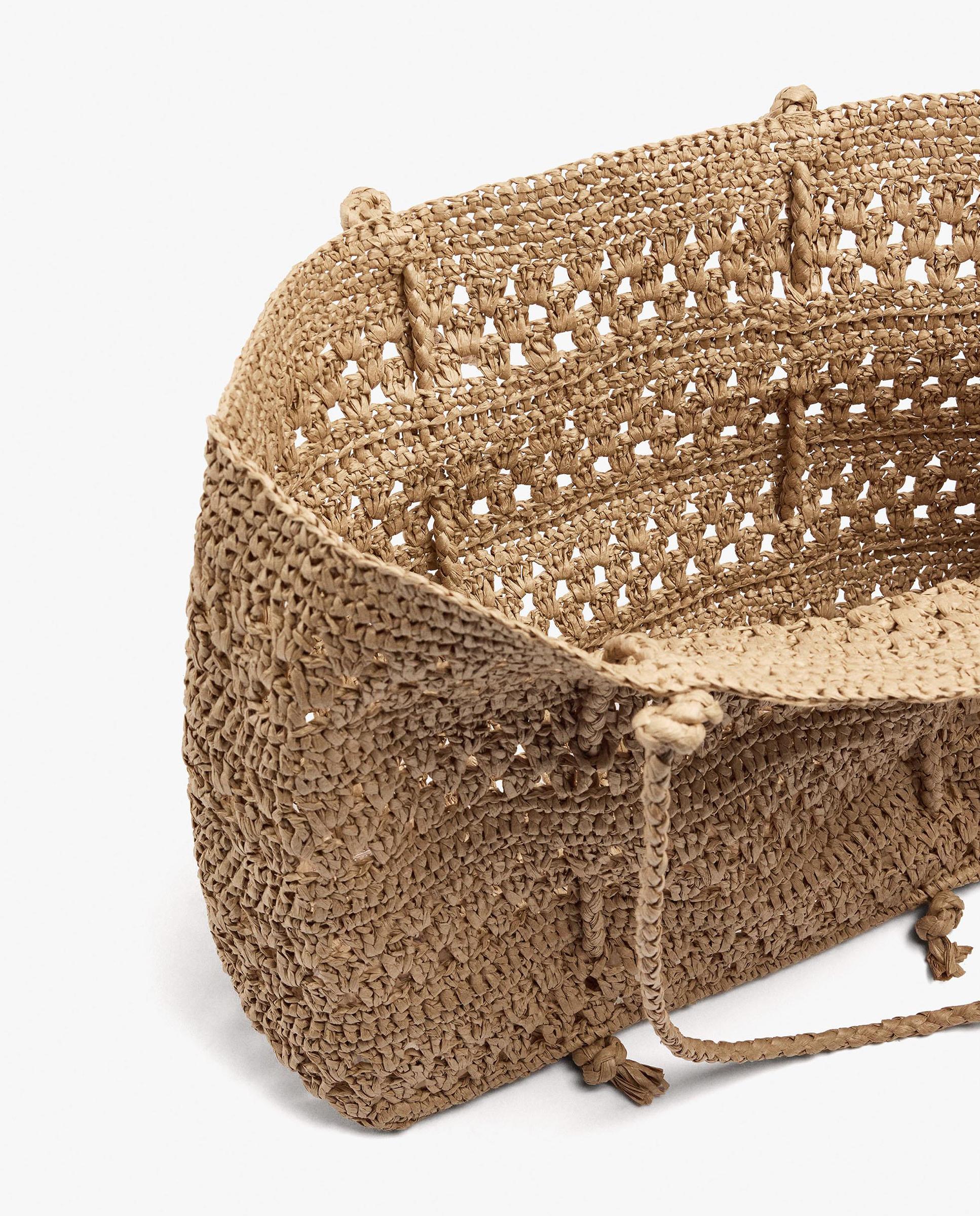 Shopper trenzado con llavero extraíble en liso - Parfois - Natural Natural-4