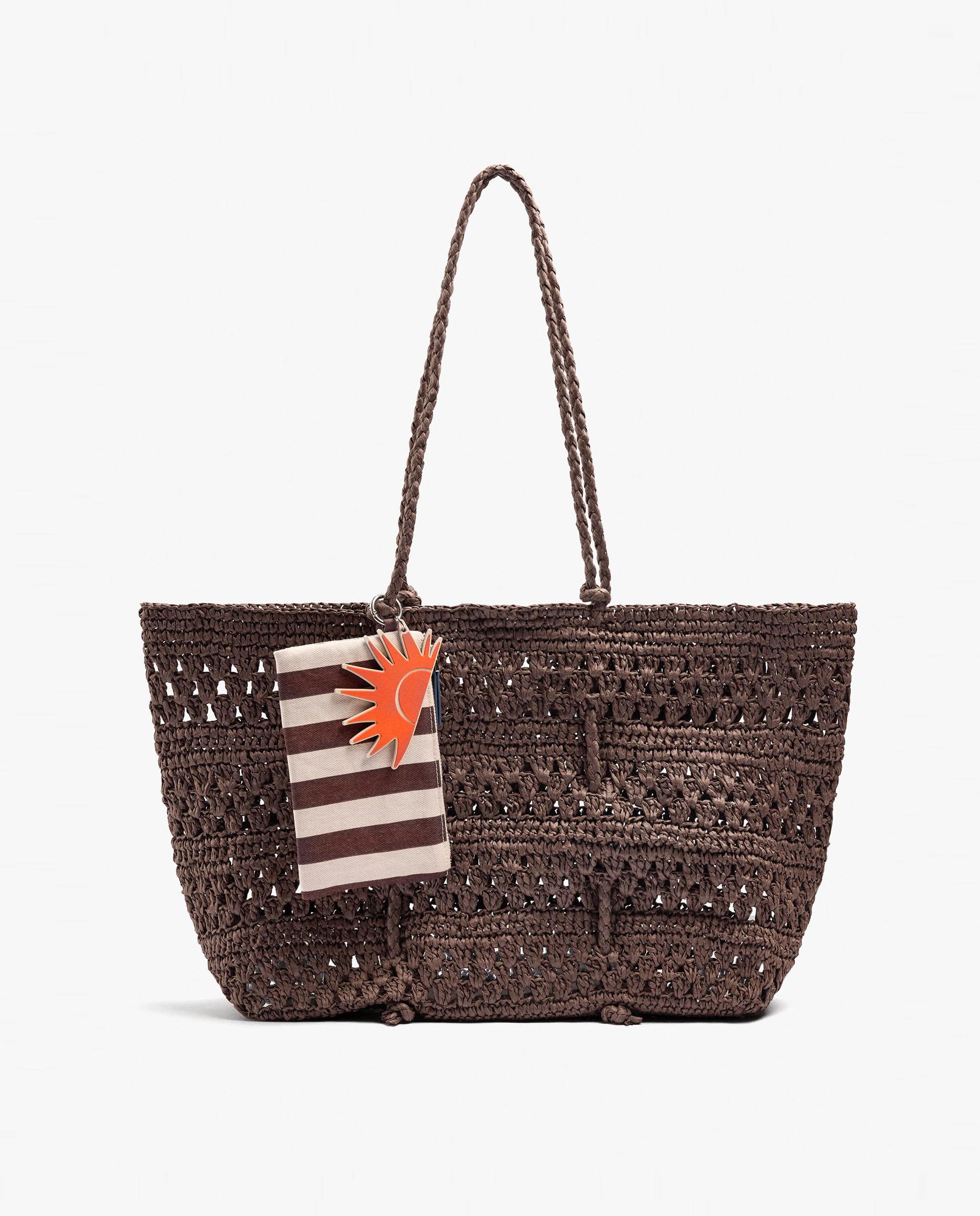 Shopper trenzado con llavero extraíble en liso - Parfois - Marrón oscuro Marrón oscuro-1