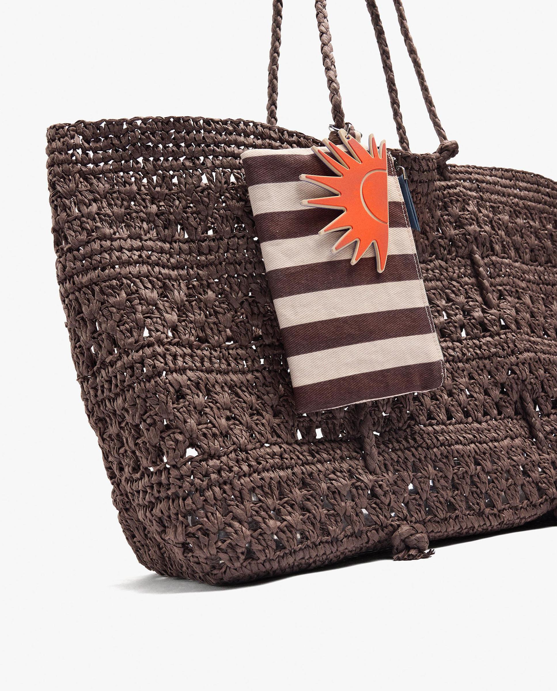 Shopper trenzado con llavero extraíble en liso - Parfois - Marrón oscuro Marrón oscuro-3