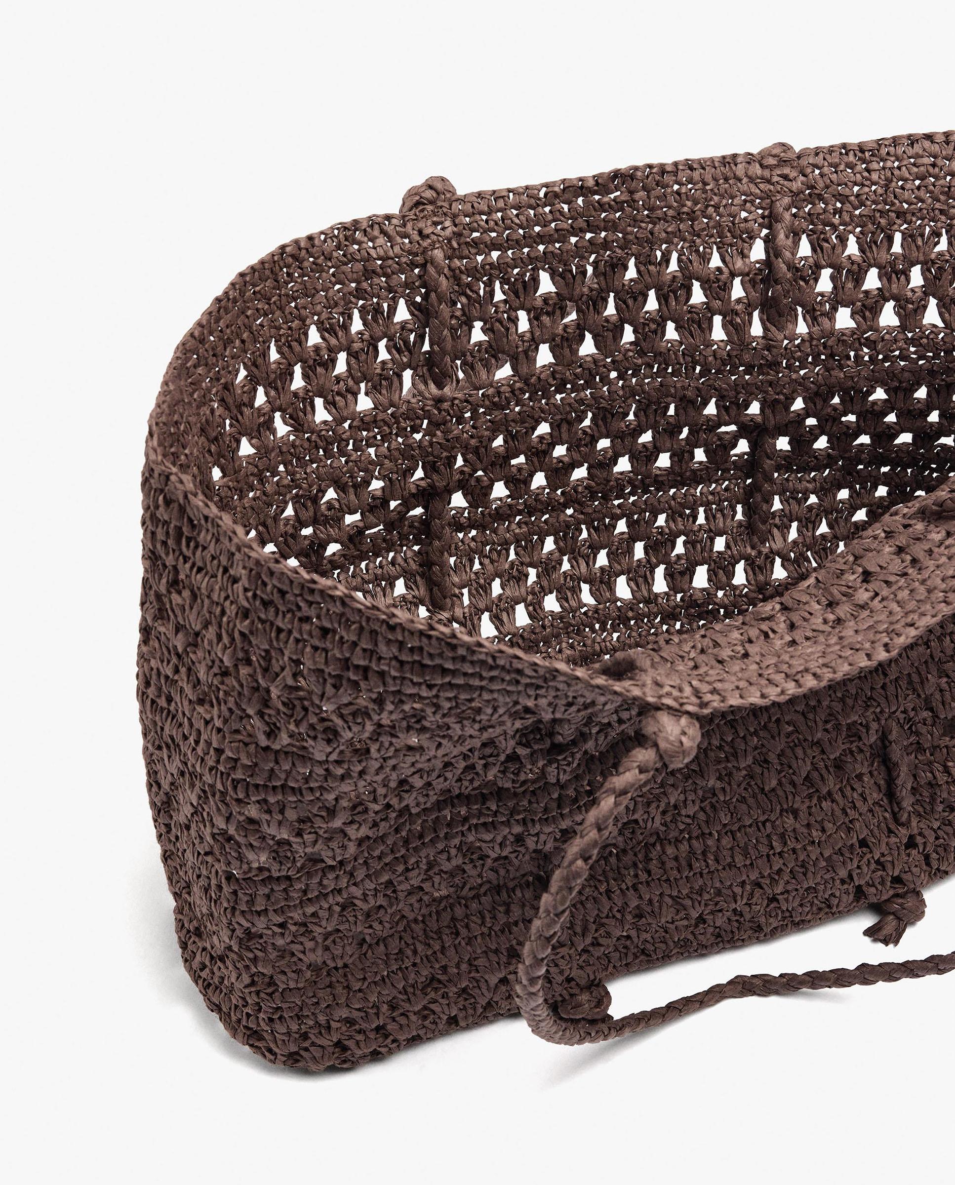 Shopper trenzado con llavero extraíble en liso - Parfois - Marrón oscuro Marrón oscuro-4
