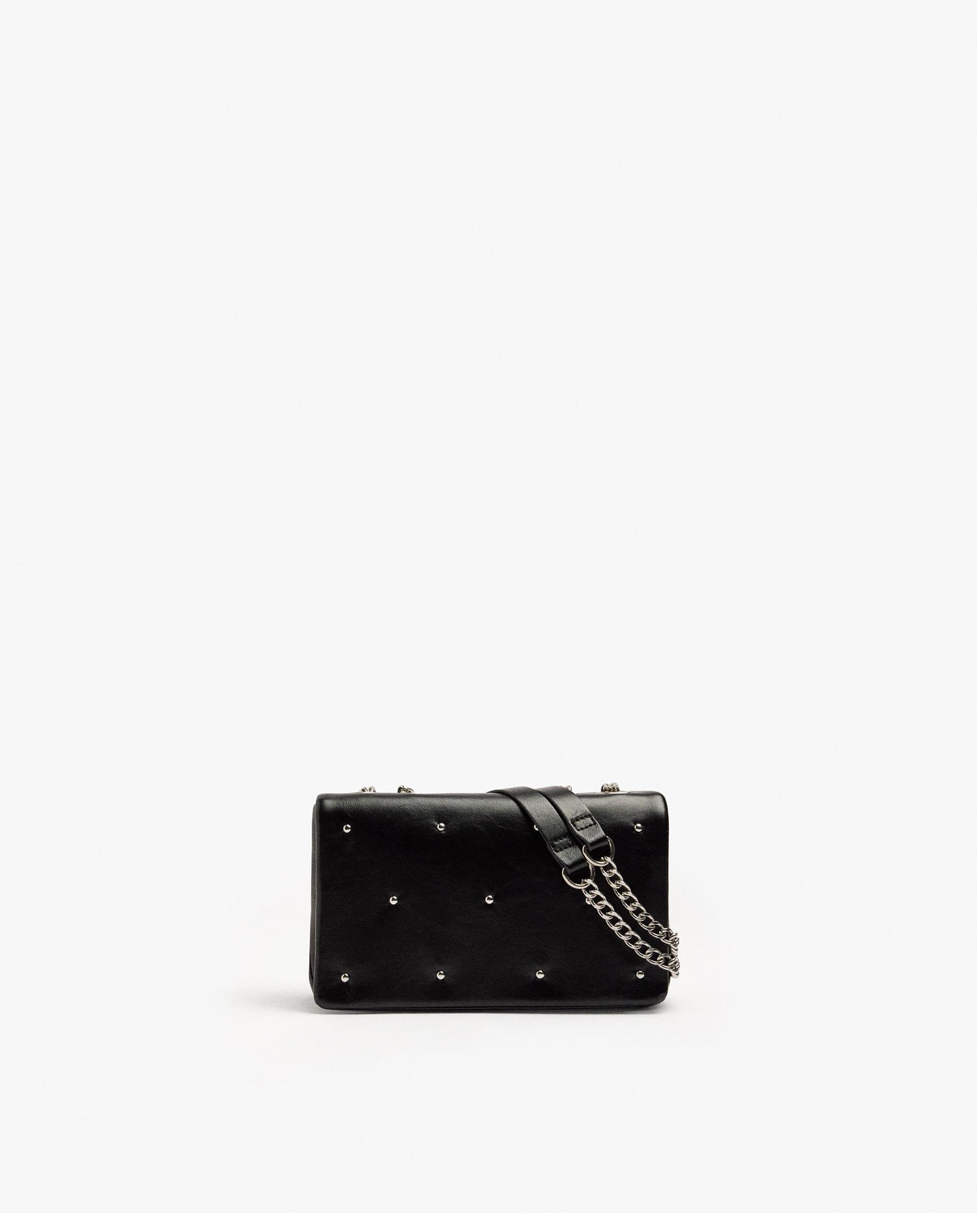 Bolso de hombro con solapa y cierre imantado con tachuelas decorativas - Parfois - Negro Negro-1