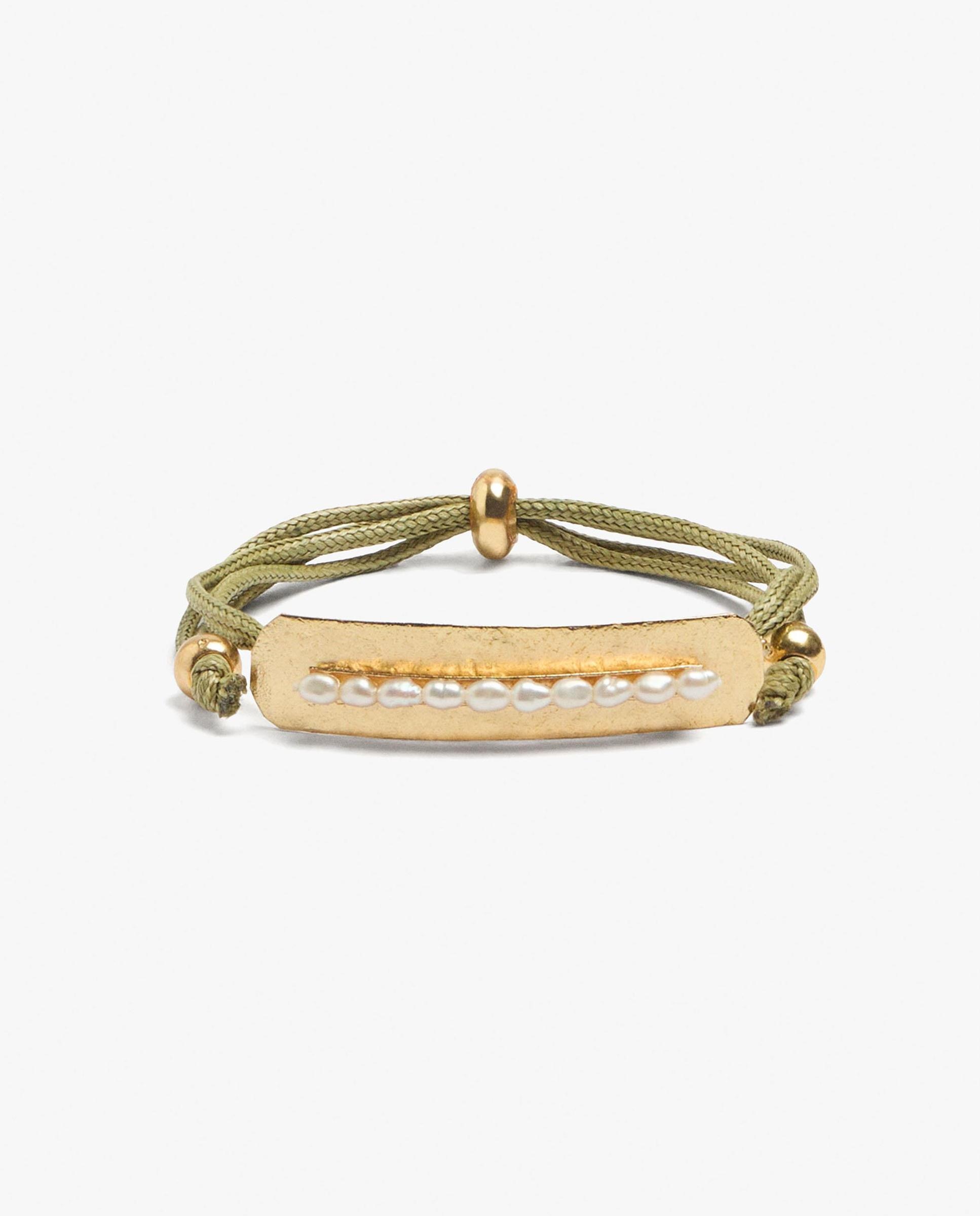 Imagen 1 de Pulsera de cordón ajustable con barra rígida - Parfois - Blanco Blanco