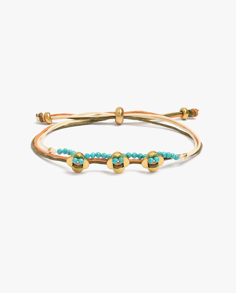 Imagen 1 de Pulsera de cordón con cuentas decorativas y flores - Parfois - Multicolor Multicolor