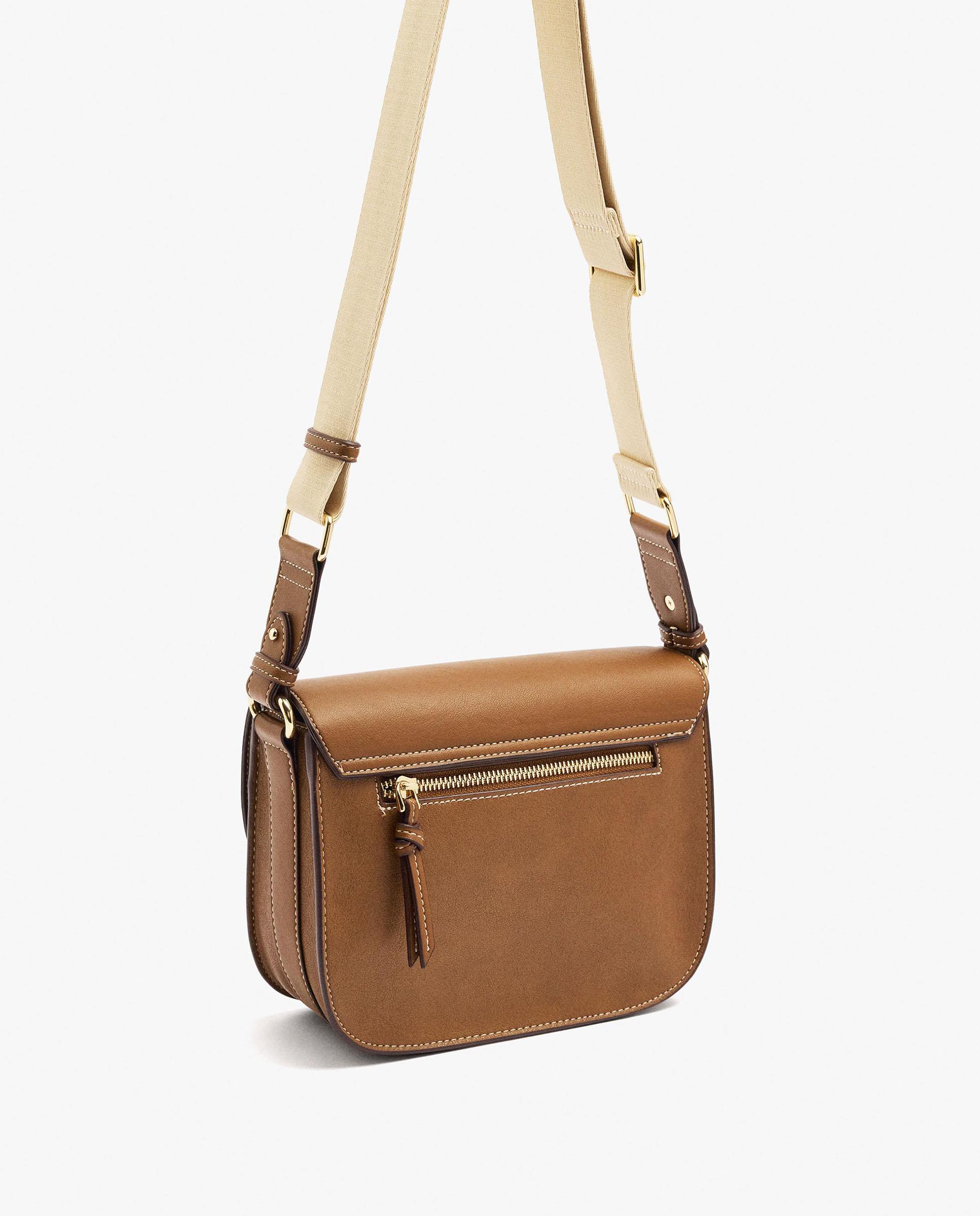 Bandolera de mujer con solapa y cierre imantado en liso - Parfois - Marrón Marrón-2