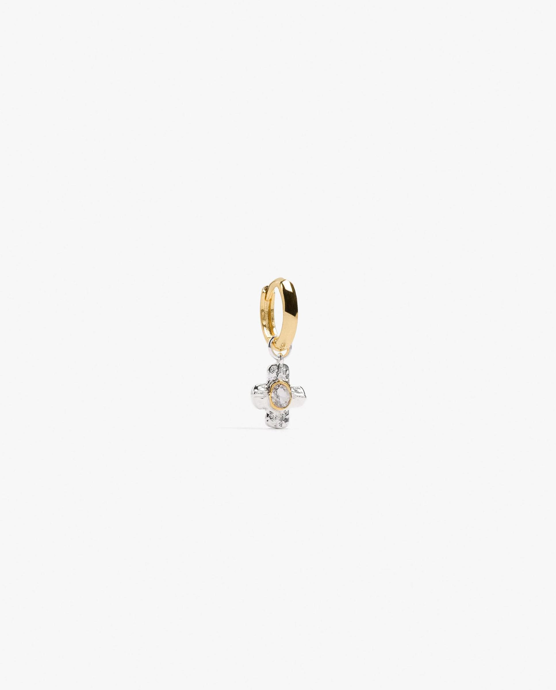 Pendiente de aro con abalorio de cruz decorativa - Parfois - Blanco Blanco-1