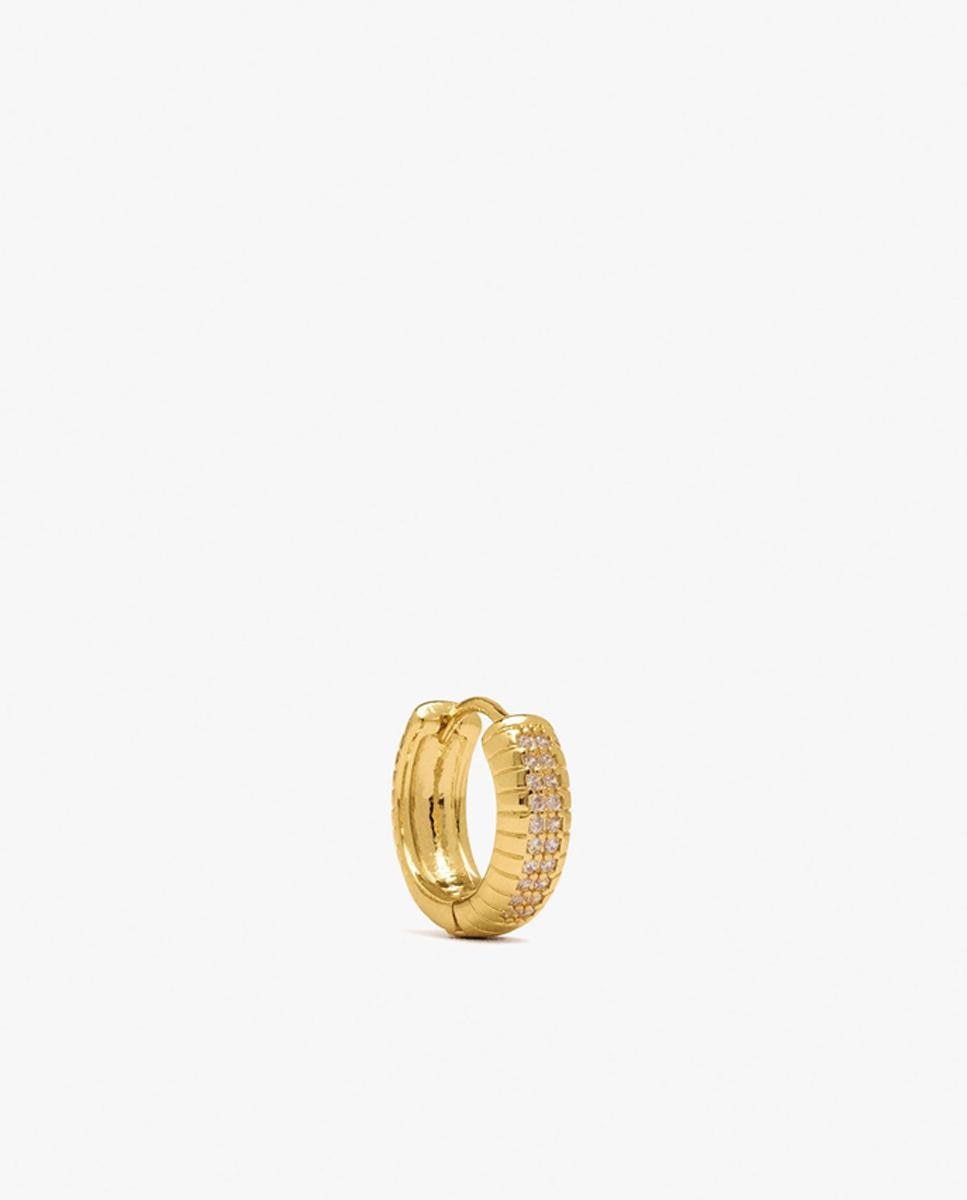 Pendiente de aro bañado en oro de 18 k - Parfois - Blanco Blanco-1