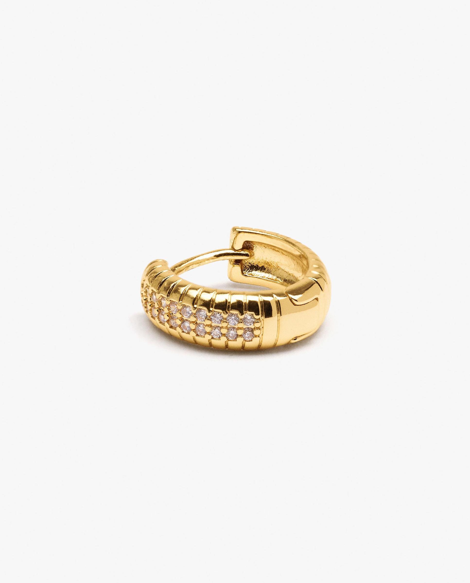 Pendiente de aro bañado en oro de 18 k - Parfois - Blanco Blanco-2