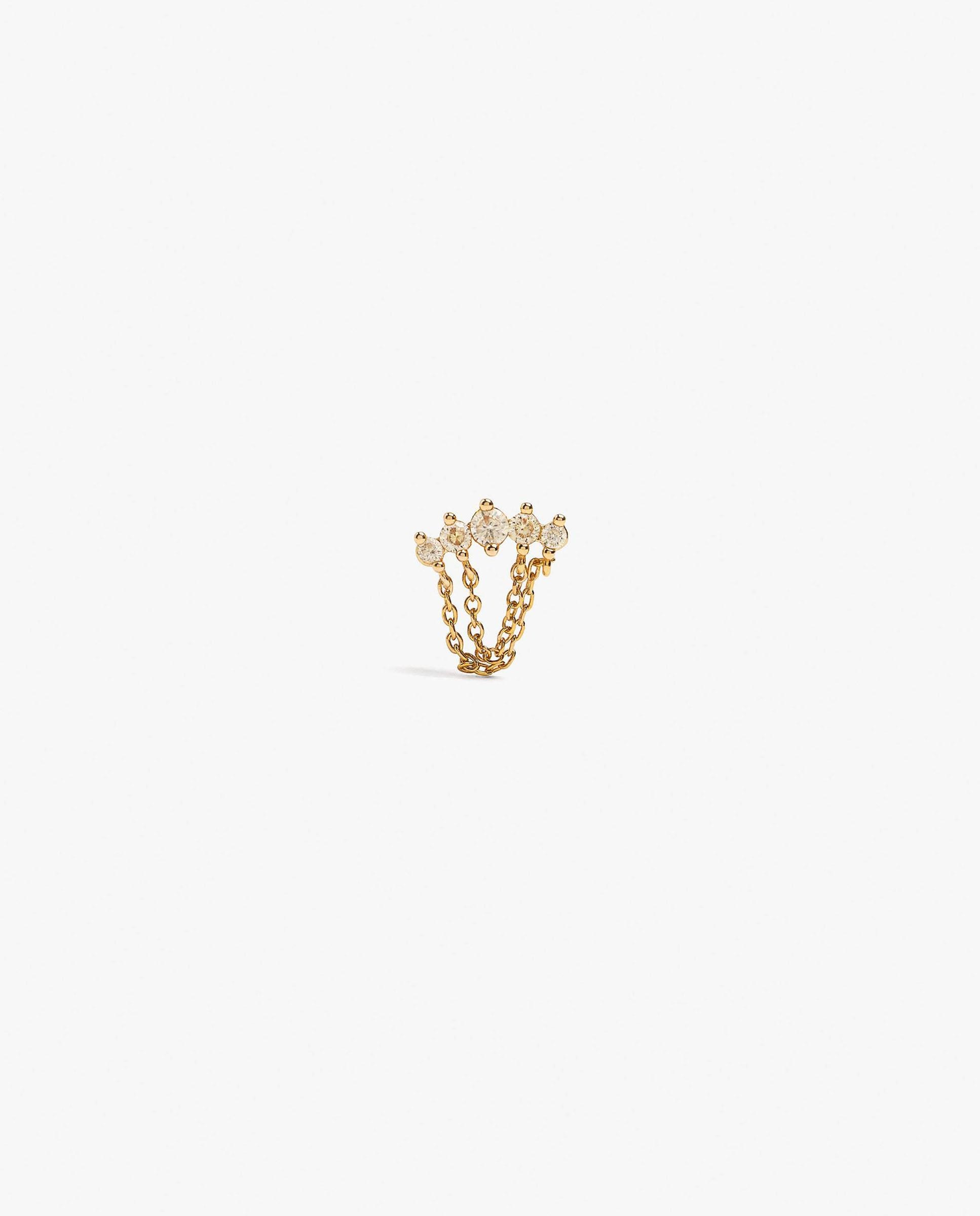 Pendientes de plata de ley bañado en oro de 18 k con cadena colgante - Parfois - Dorado Dorado-1