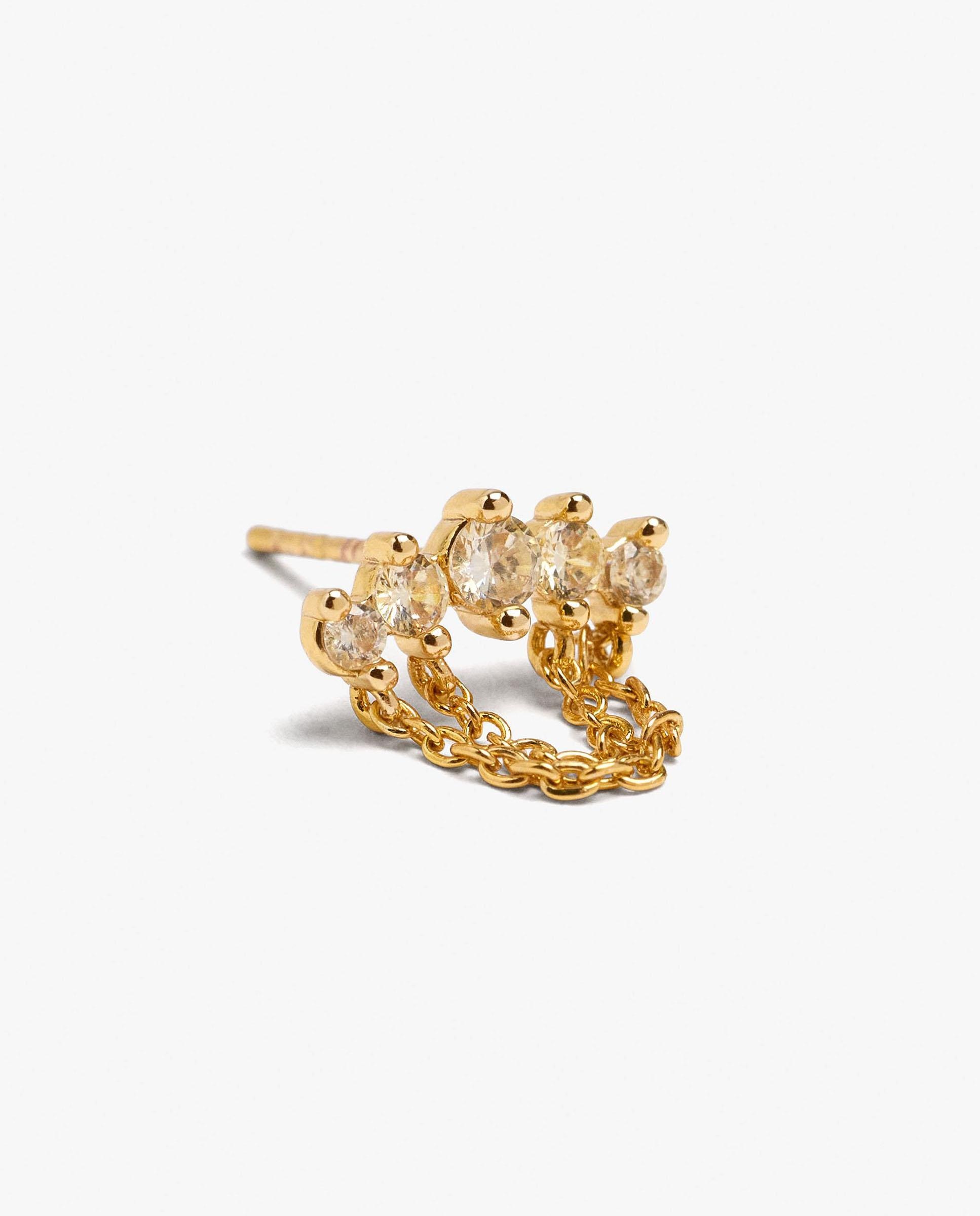 Pendientes de plata de ley bañado en oro de 18 k con cadena colgante - Parfois - Dorado Dorado-2
