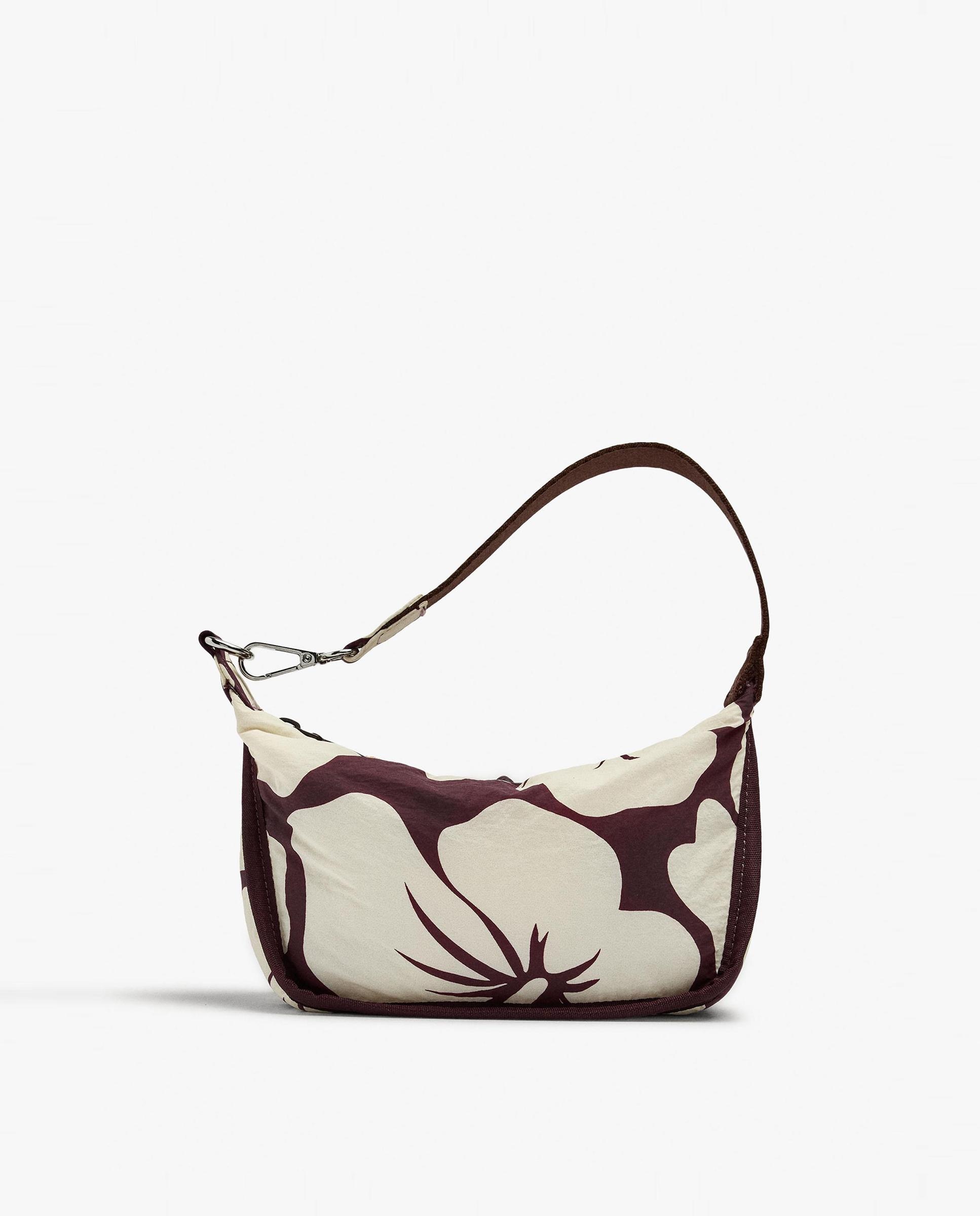 Bolso de hombro con cierre de cremallera y estampado floral - Parfois - Burdeos Burdeos-1