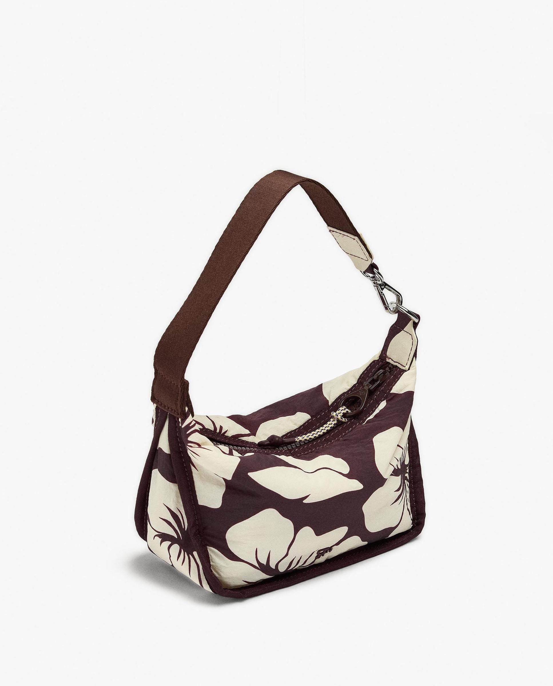 Bolso de hombro con cierre de cremallera y estampado floral - Parfois - Burdeos Burdeos-2