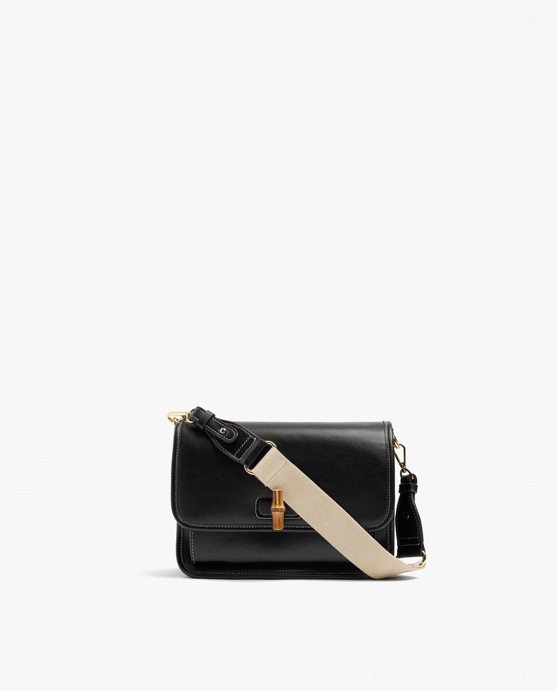 Bandolera de mujer con solapa y cierre imantado en liso - Parfois - Negro Negro-1