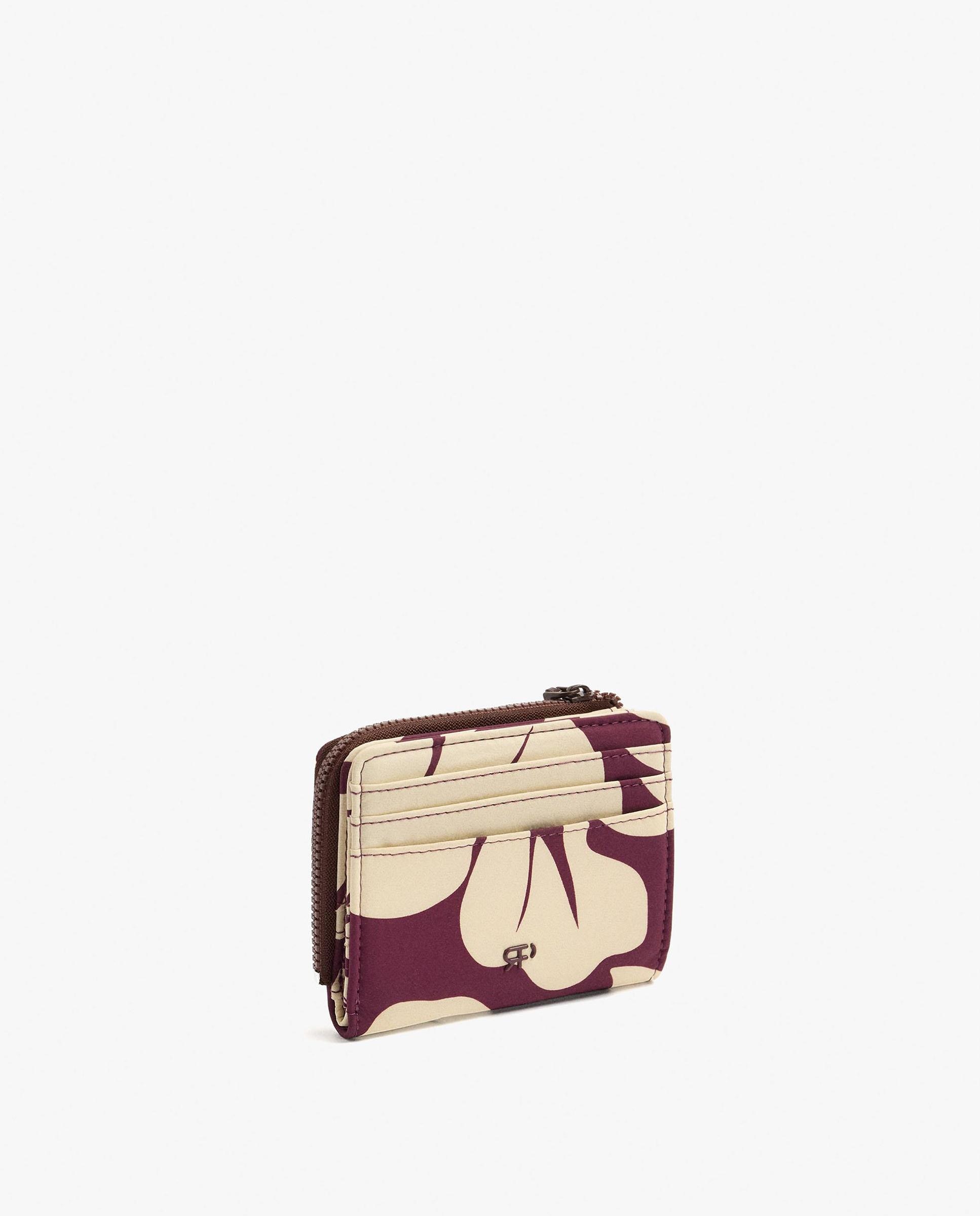 Cartera de mujer pequeña con cierre de cremallera y estampado de hojas - Parfois - Burdeos Burdeos-2