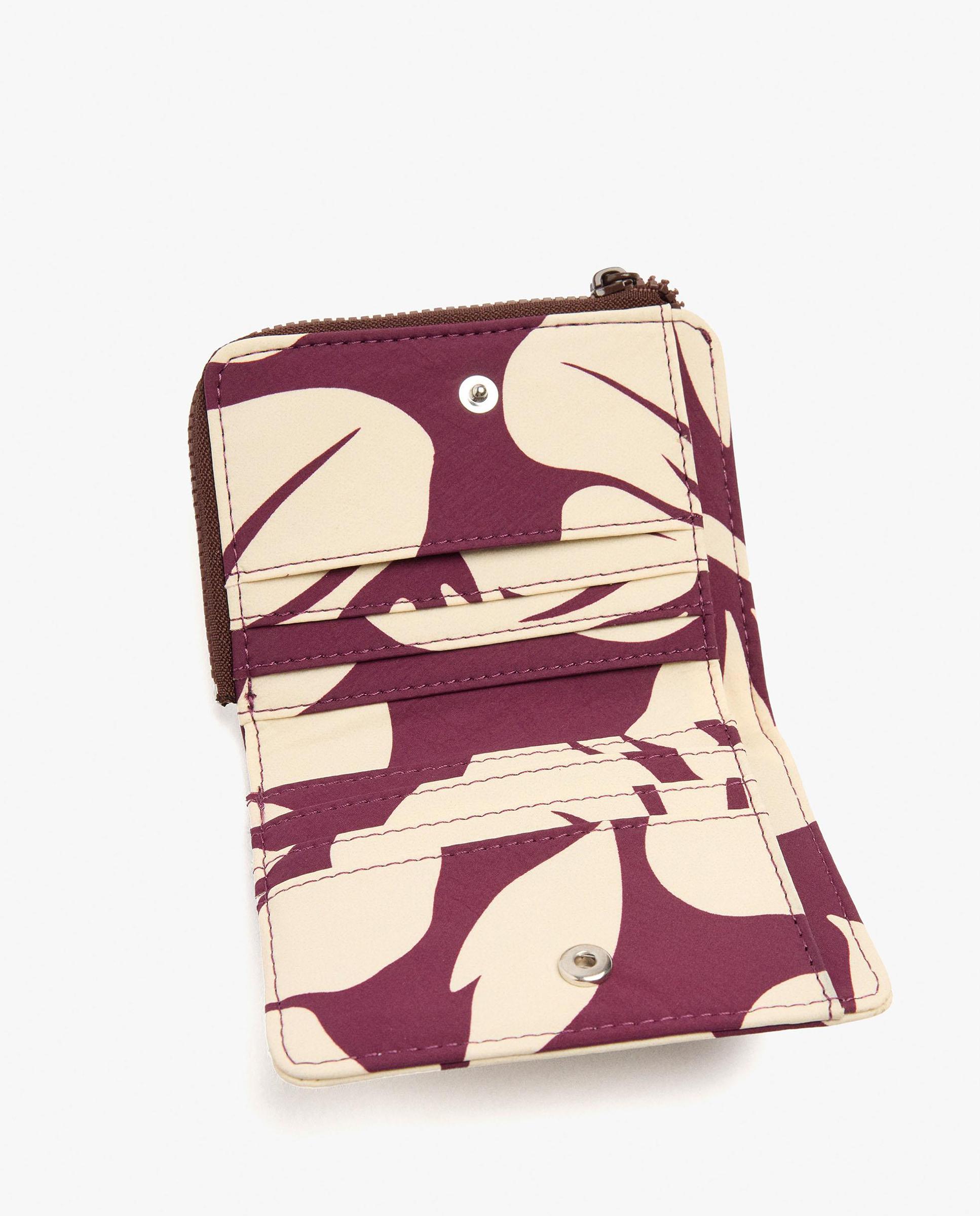 Cartera de mujer pequeña con cierre de cremallera y estampado de hojas - Parfois - Burdeos Burdeos-4