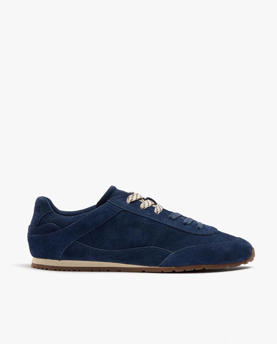Imagen 0 de Zapatillas deportivas de mujer 100% piel con cierre de cordones Azul marino