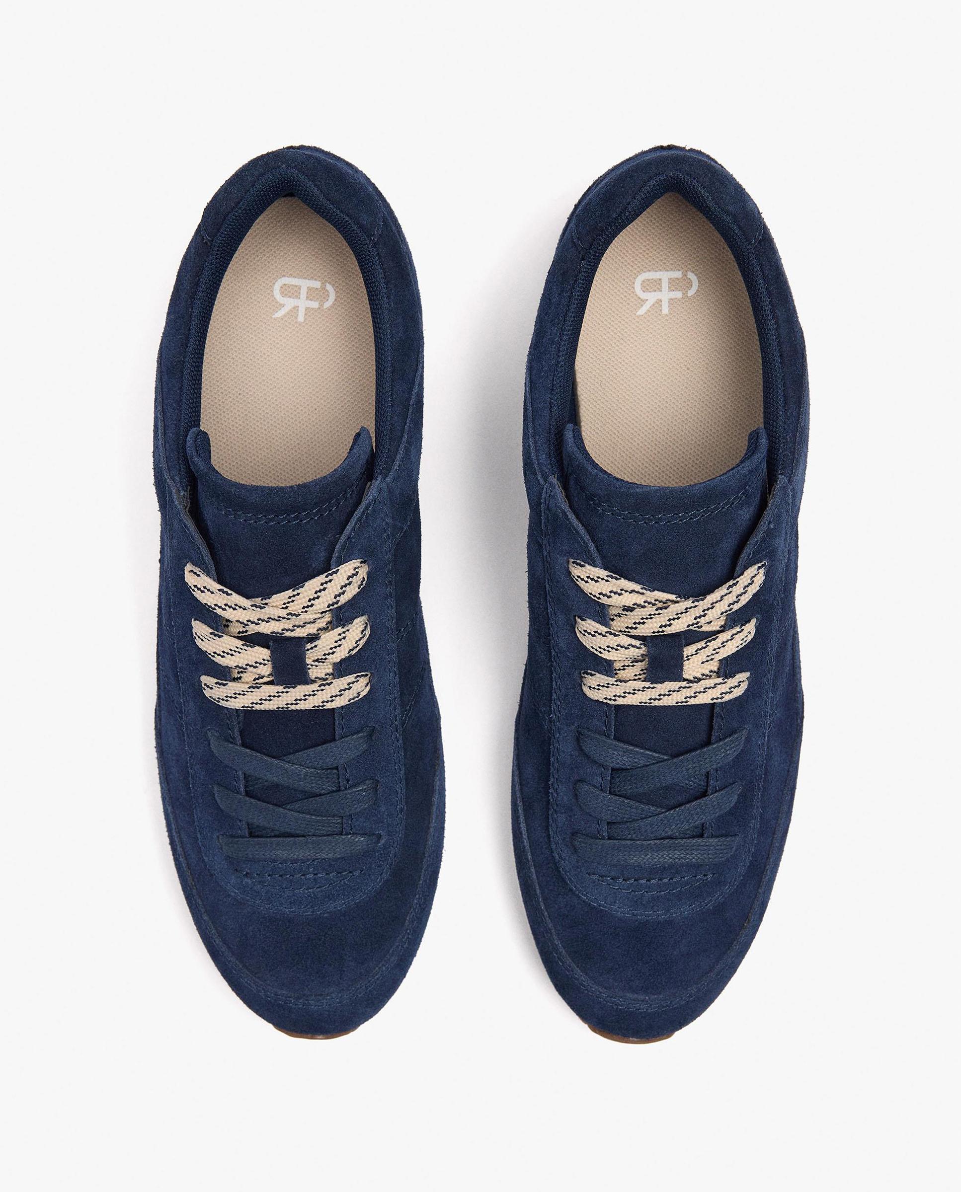 Zapatillas deportivas de mujer 100% piel con cierre de cordones - Parfois - Azul marino Azul marino-3