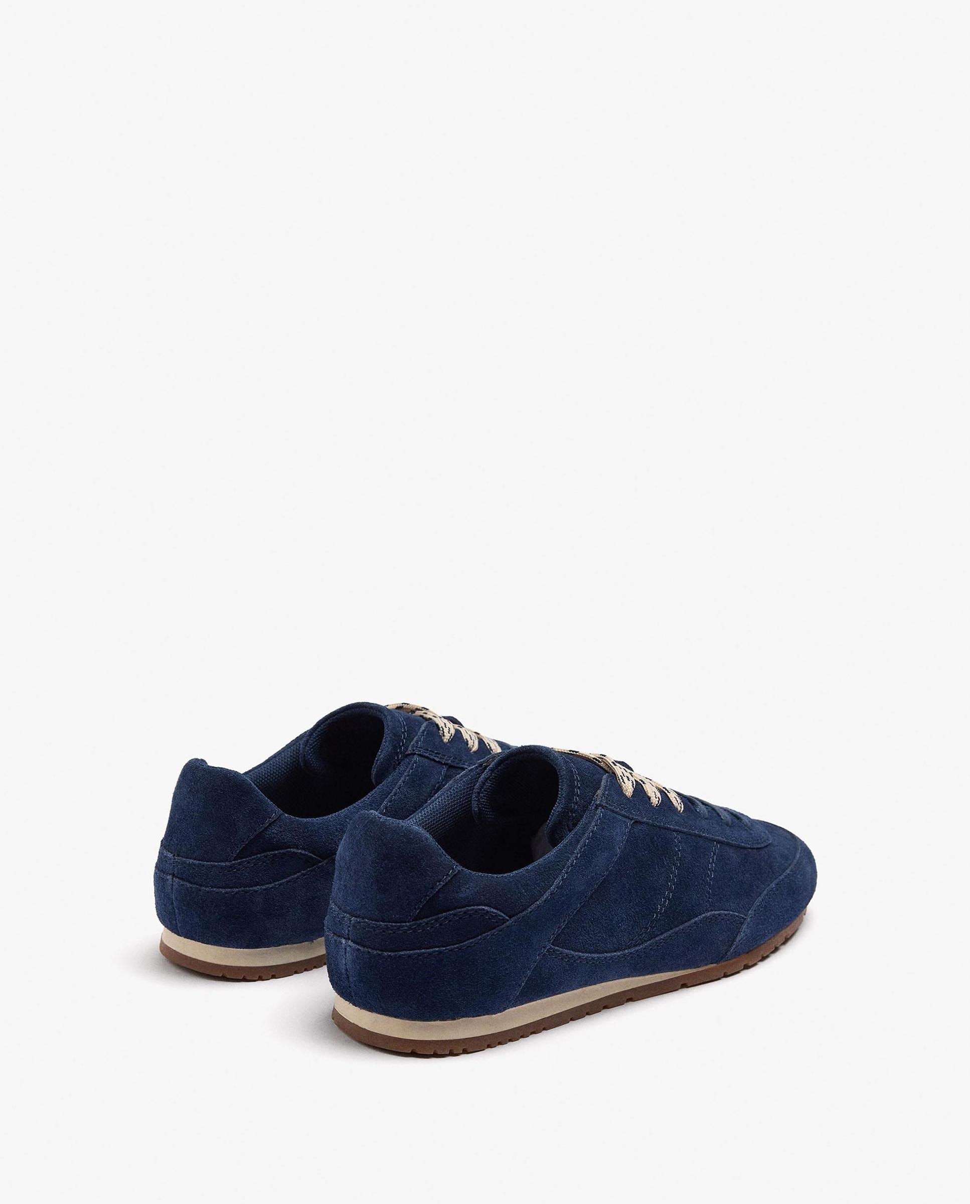 Zapatillas deportivas de mujer 100% piel con cierre de cordones - Parfois - Azul marino Azul marino-4