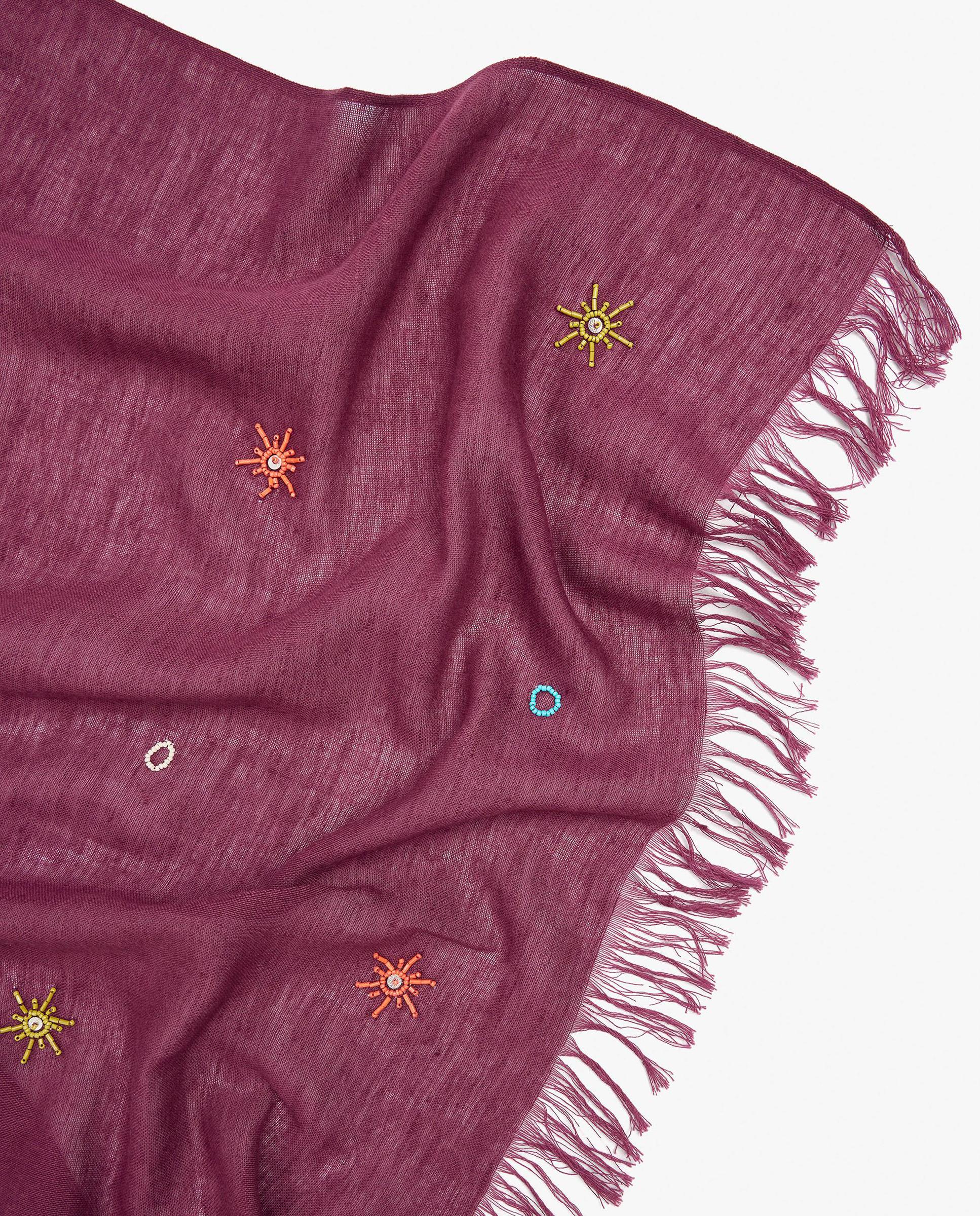 Pareo de mujer con flecos decorativos y estampados - Parfois - Burdeos Burdeos-3