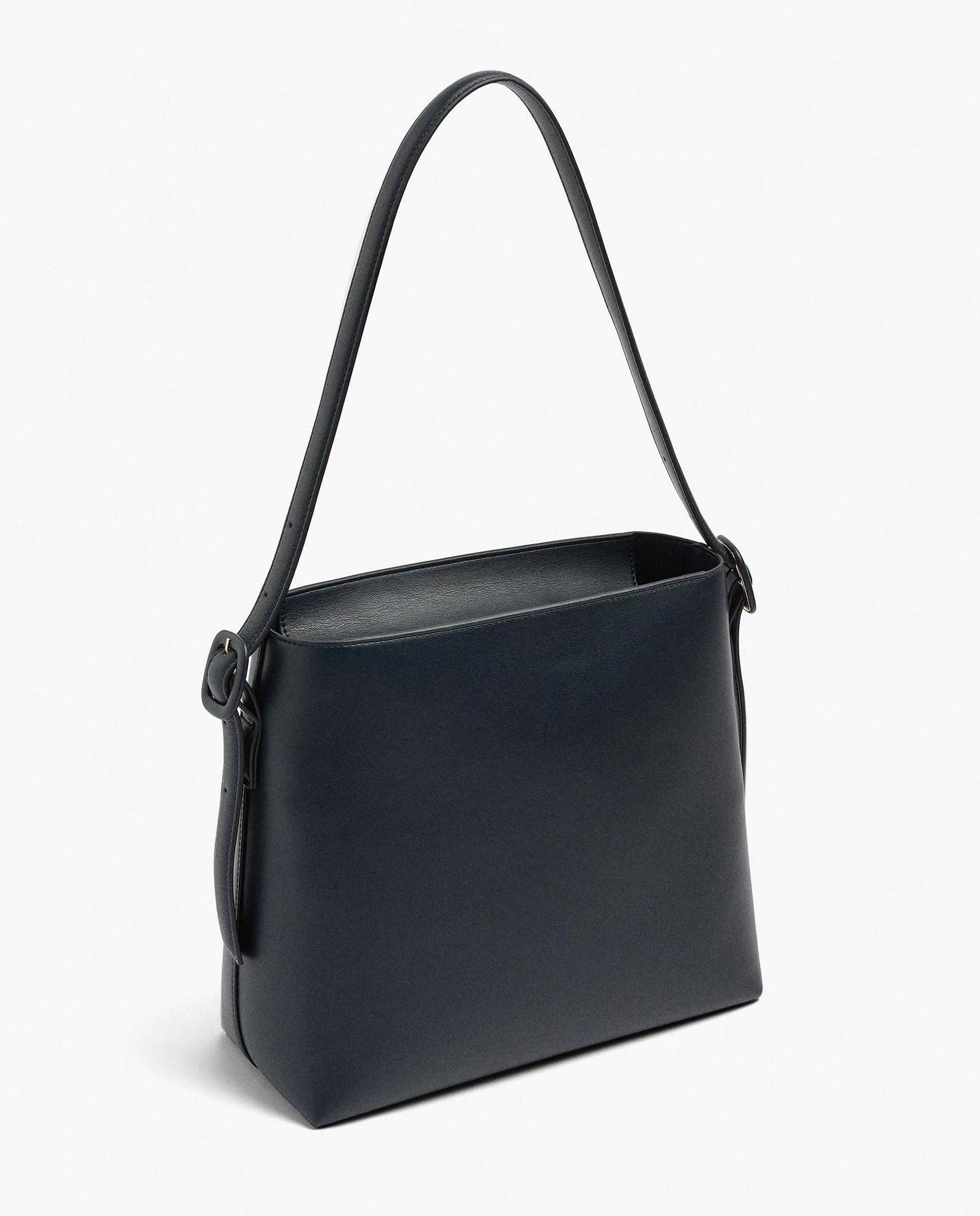 Bolso de hombro estructurado con cierre de cremallera en liso - Parfois - Azul marino Azul marino-2