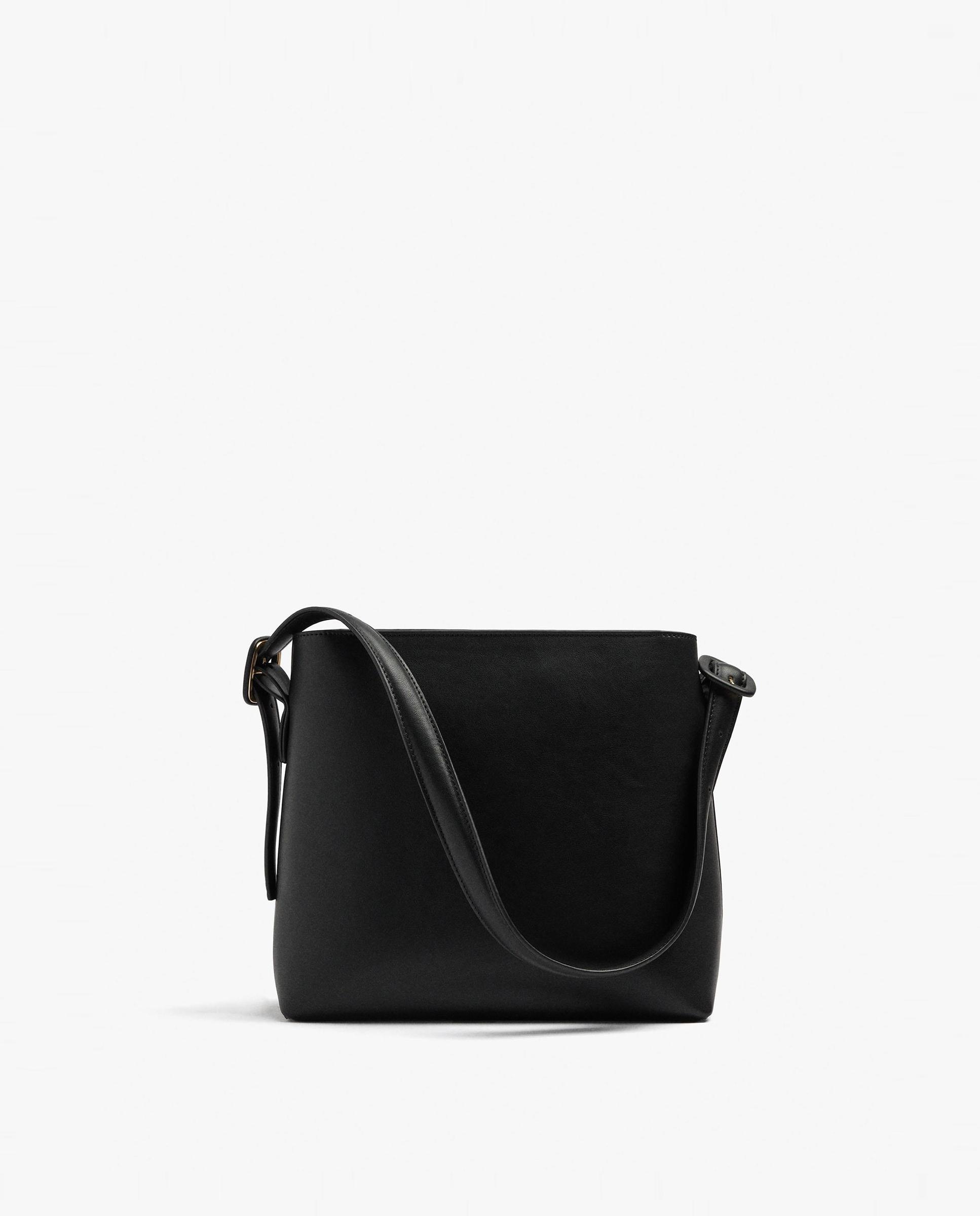 Bolso de hombro estructurado con cierre de cremallera en liso - Parfois - Negro Negro-1