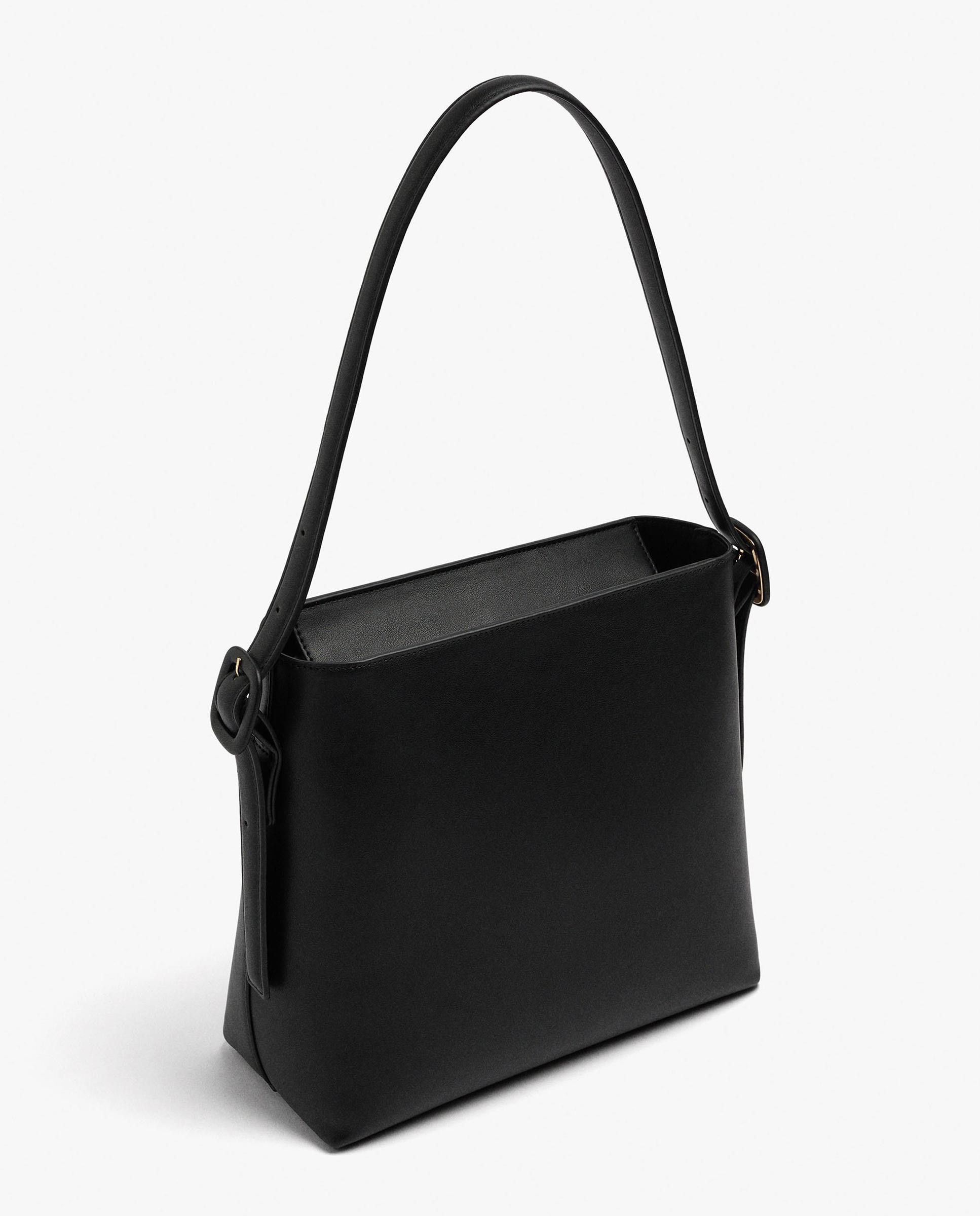 Bolso de hombro estructurado con cierre de cremallera en liso - Parfois - Negro Negro-2