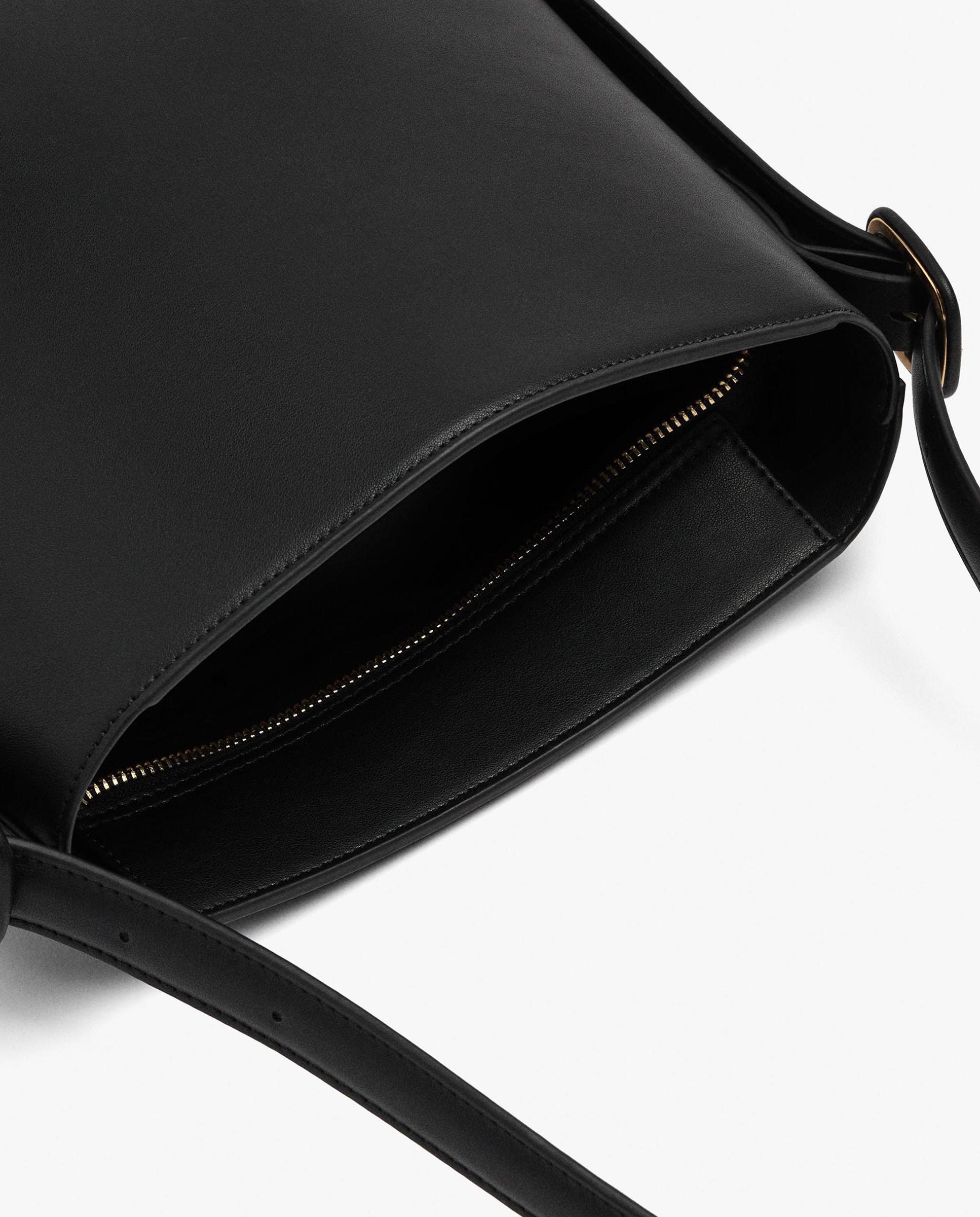 Bolso de hombro estructurado con cierre de cremallera en liso - Parfois - Negro Negro-4