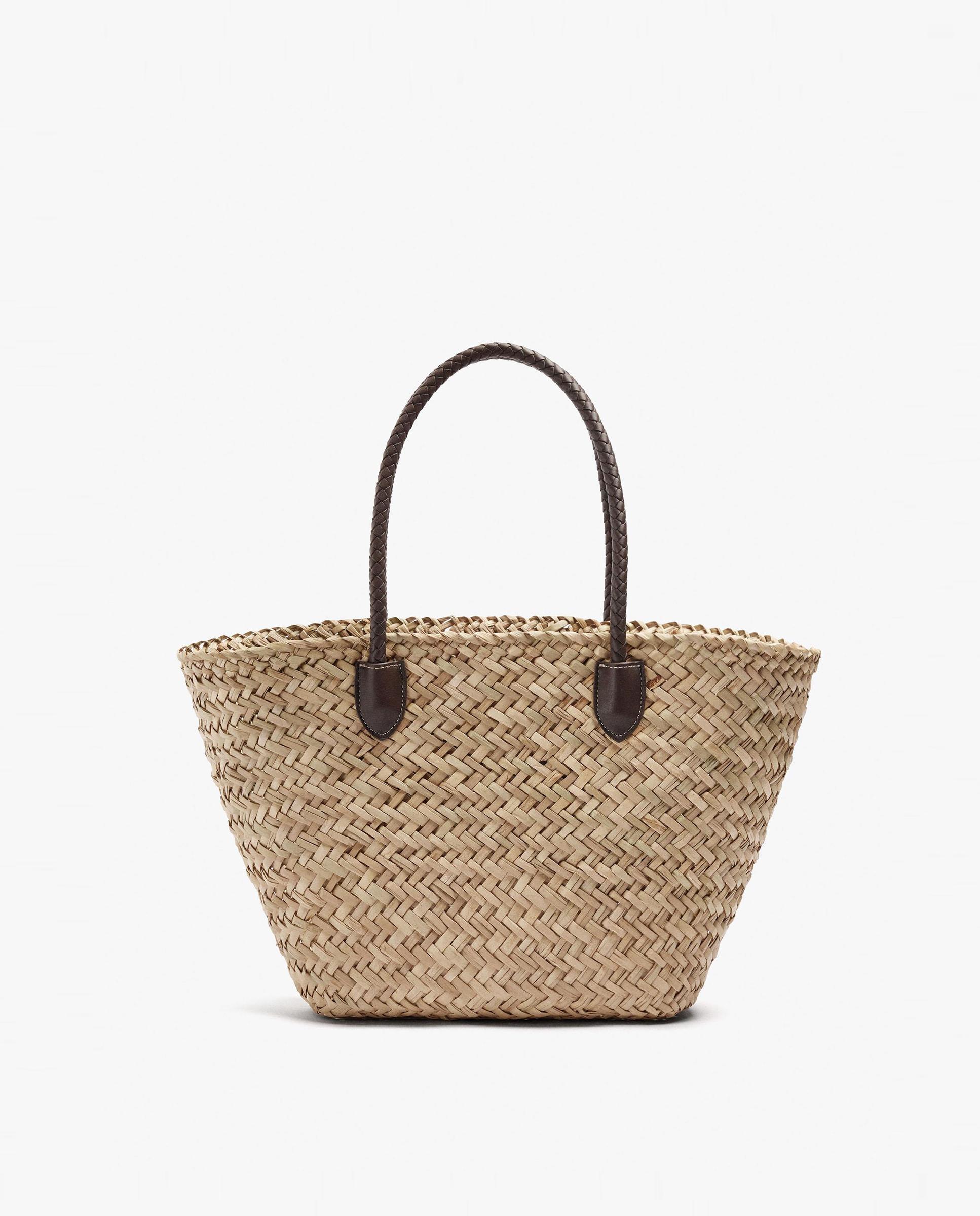 Shopper estilo rafia con cierre de cuerda en liso - Parfois - Natural Natural-1
