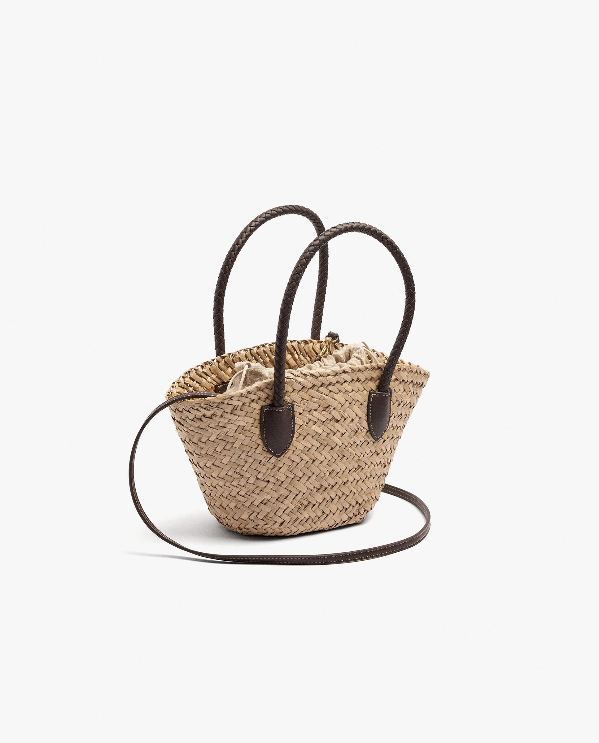 Bolso de mano estilo tote convertible a bandolera con cierre de cuerda en liso - Parfois - Natural Natural-4