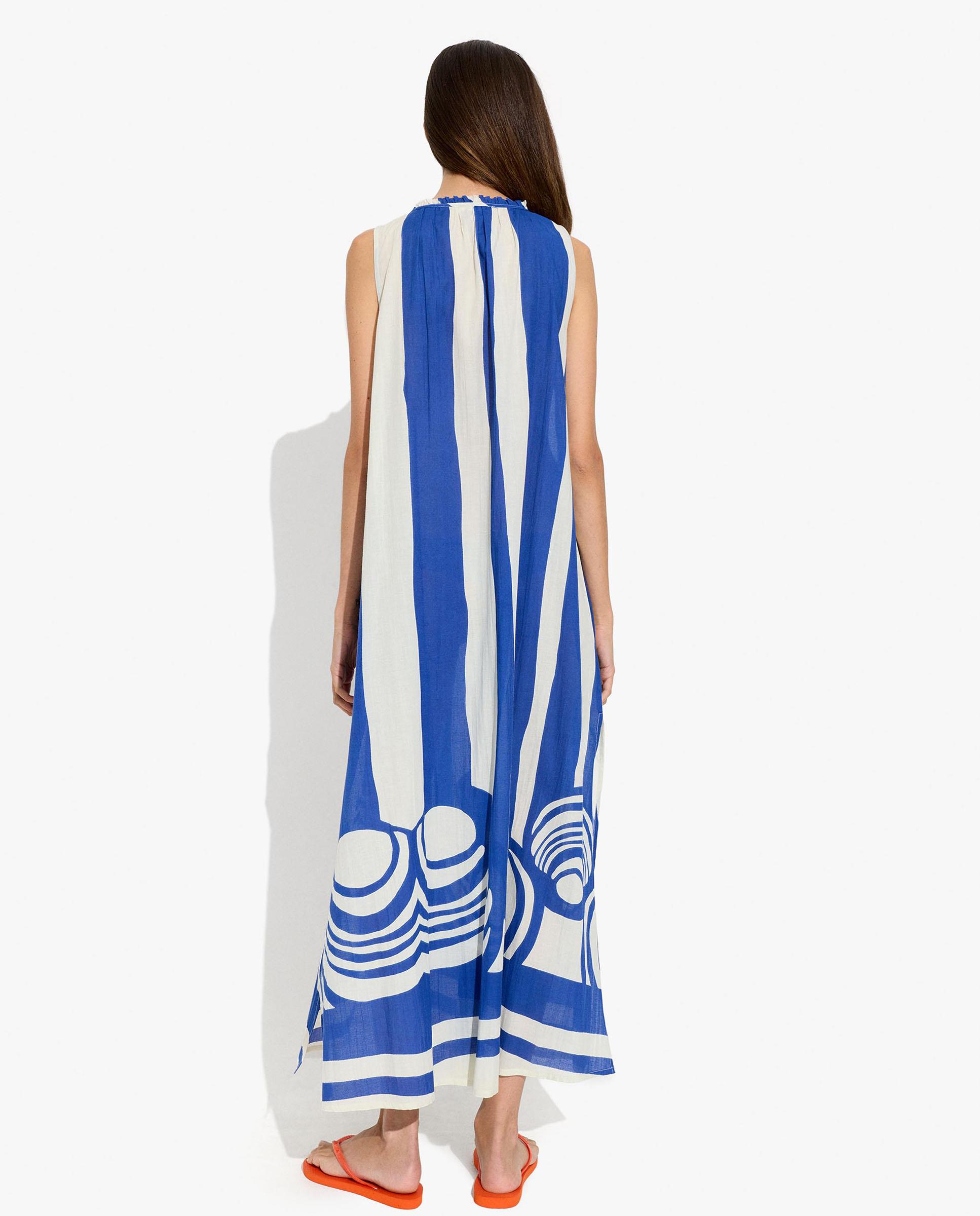 Vestido largo con estampado de rayas y borlas decorativas - Parfois - Azul Azul-3