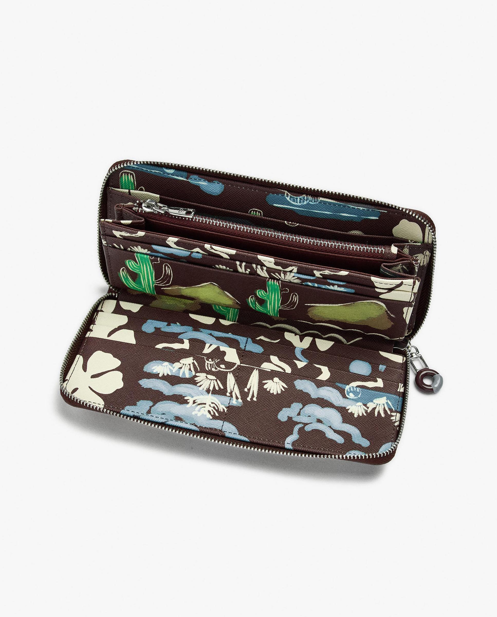 Cartera de mujer grande con cierre de cremallera con estampados - Parfois - Marrón oscuro Marrón oscuro-4