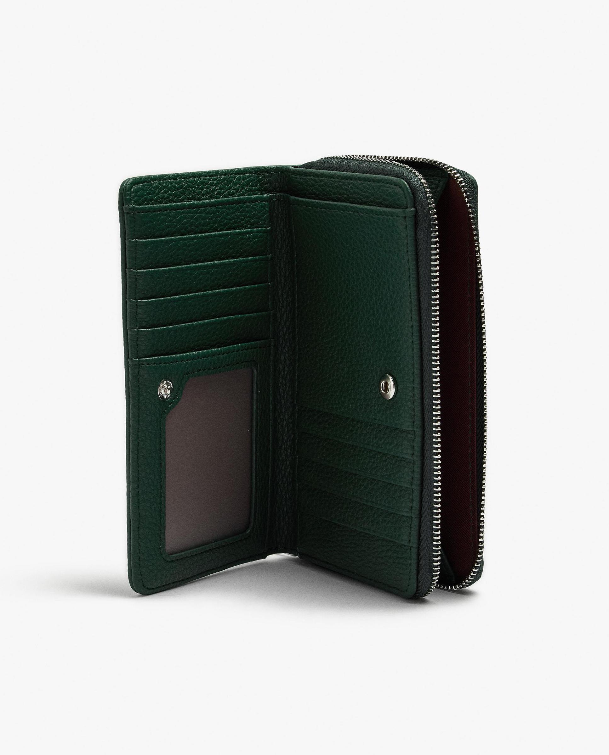 Cartera de mujer mediana con cierre de cremallera en liso - Parfois - Verde Verde-4