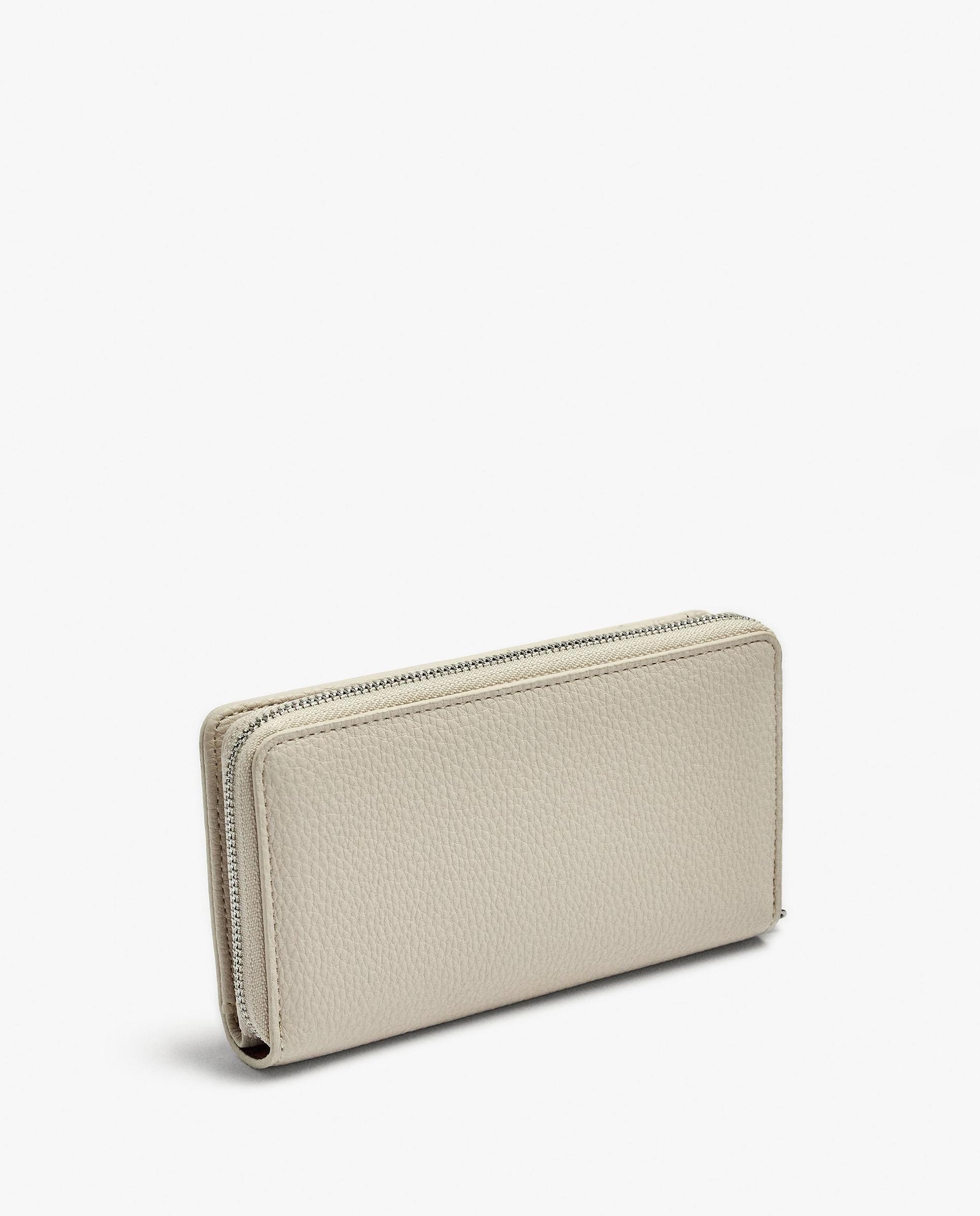 Cartera de mujer mediana con cierre de cremallera en liso - Parfois - Crudo Crudo-2